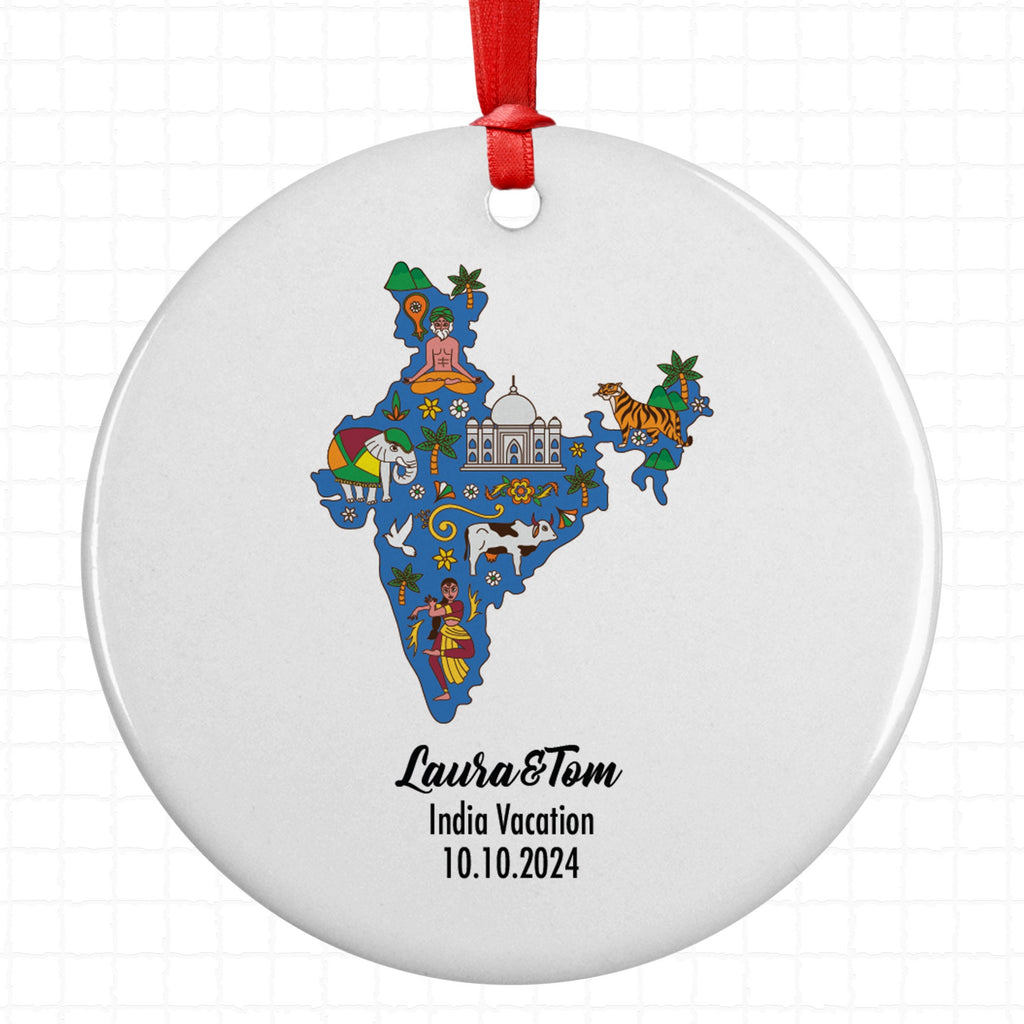 India Cultural Map Ornament, Engagement, Married, Travel, Gift for Engaged Couple, Engagement Gift, Trip, Vacation Souvenir