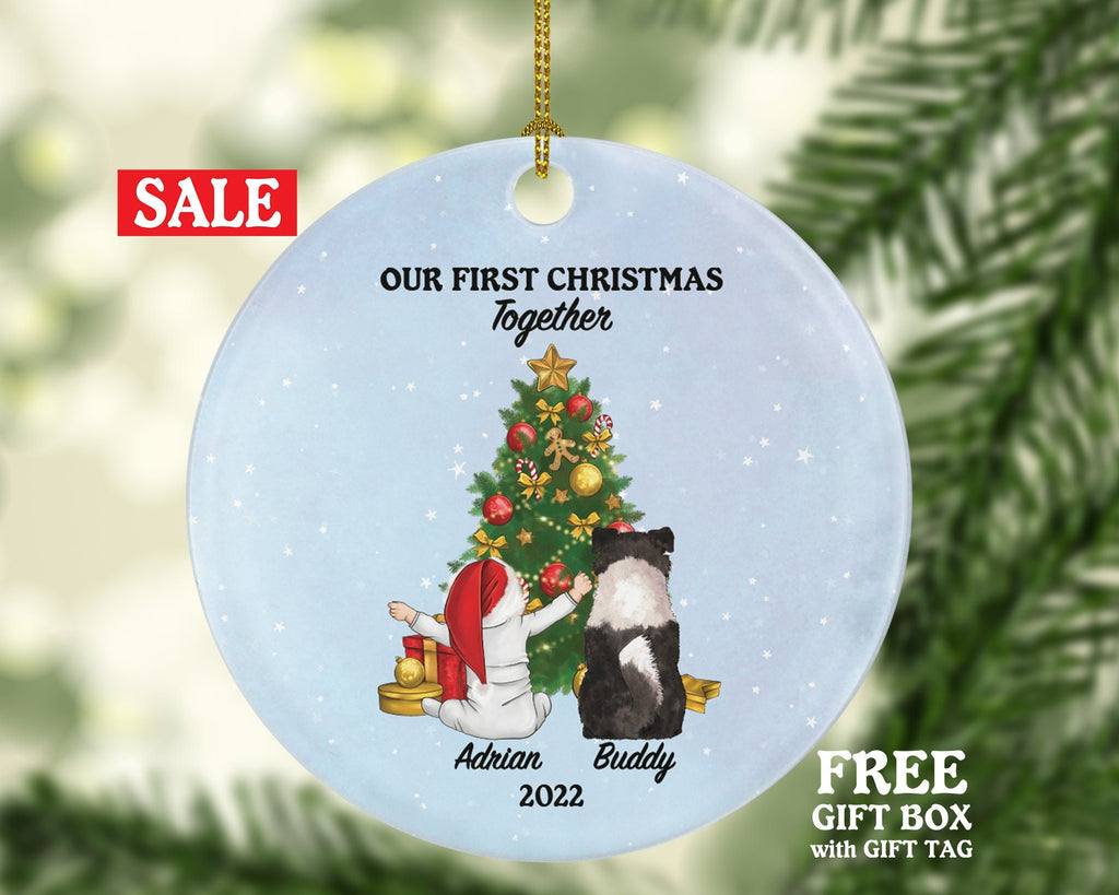 Pet Ornament, Baby First Christmas Ornament, First Christmas Together, Baby Boy Gift, Dog Lover Gift, Cute Gift, Personalized Ornament