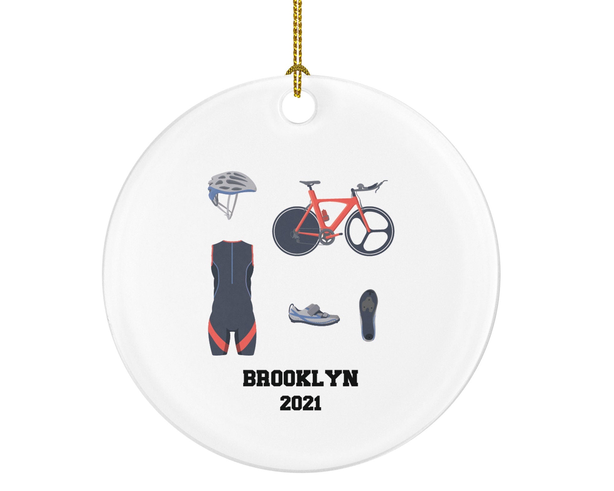Triathlon Christmas Ornament Personalized - Gift for Triathlete, Run Cycle Bike Swim, Triathlon Equipment