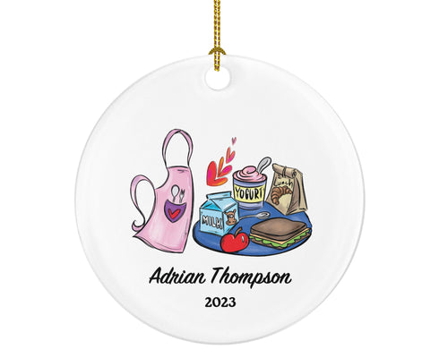 Cafeteria Worker or Manager Christmas Ornament Personalized - Gift for Cafe Employer Employee Custom Name Year