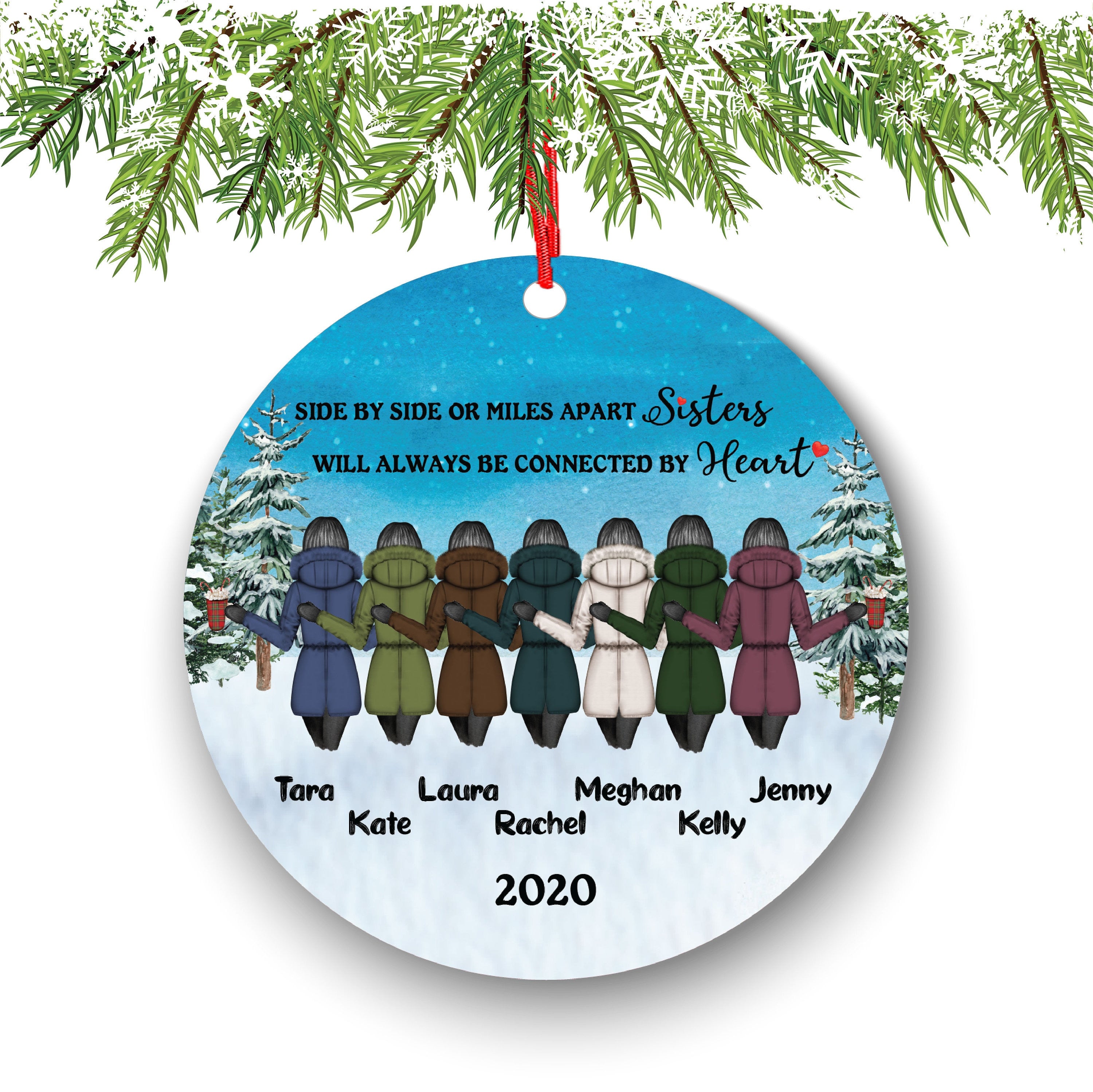 Soul Sisters for 2 3 4 5 6 7 Best Friends Christmas Ornament for Sisters Personalized BFF Gift Personalized Friend Girls Female Besties