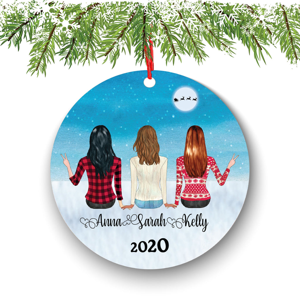 Soul Sisters for 3, Best Friends Christmas Ornament for Sisters, Personalized Ornament, BFF Gift, Personalized Friend Ornament, Besties