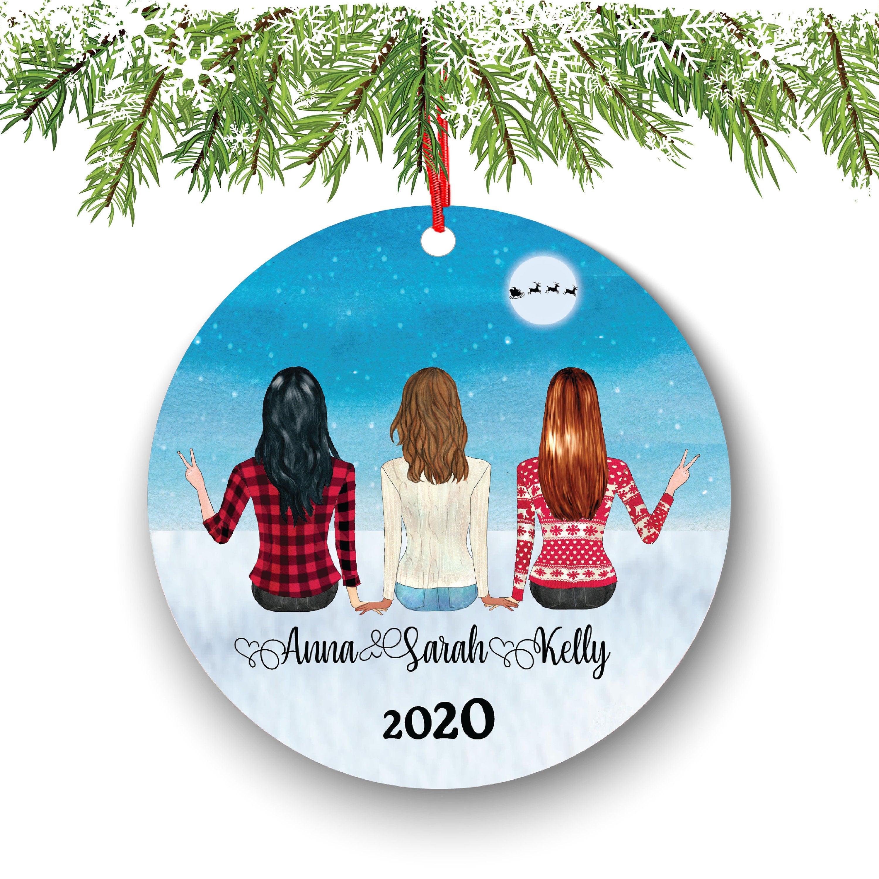 Soul Sisters for 3, Best Friends Christmas Ornament for Sisters, Personalized Ornament, BFF Gift, Personalized Friend Ornament, Besties