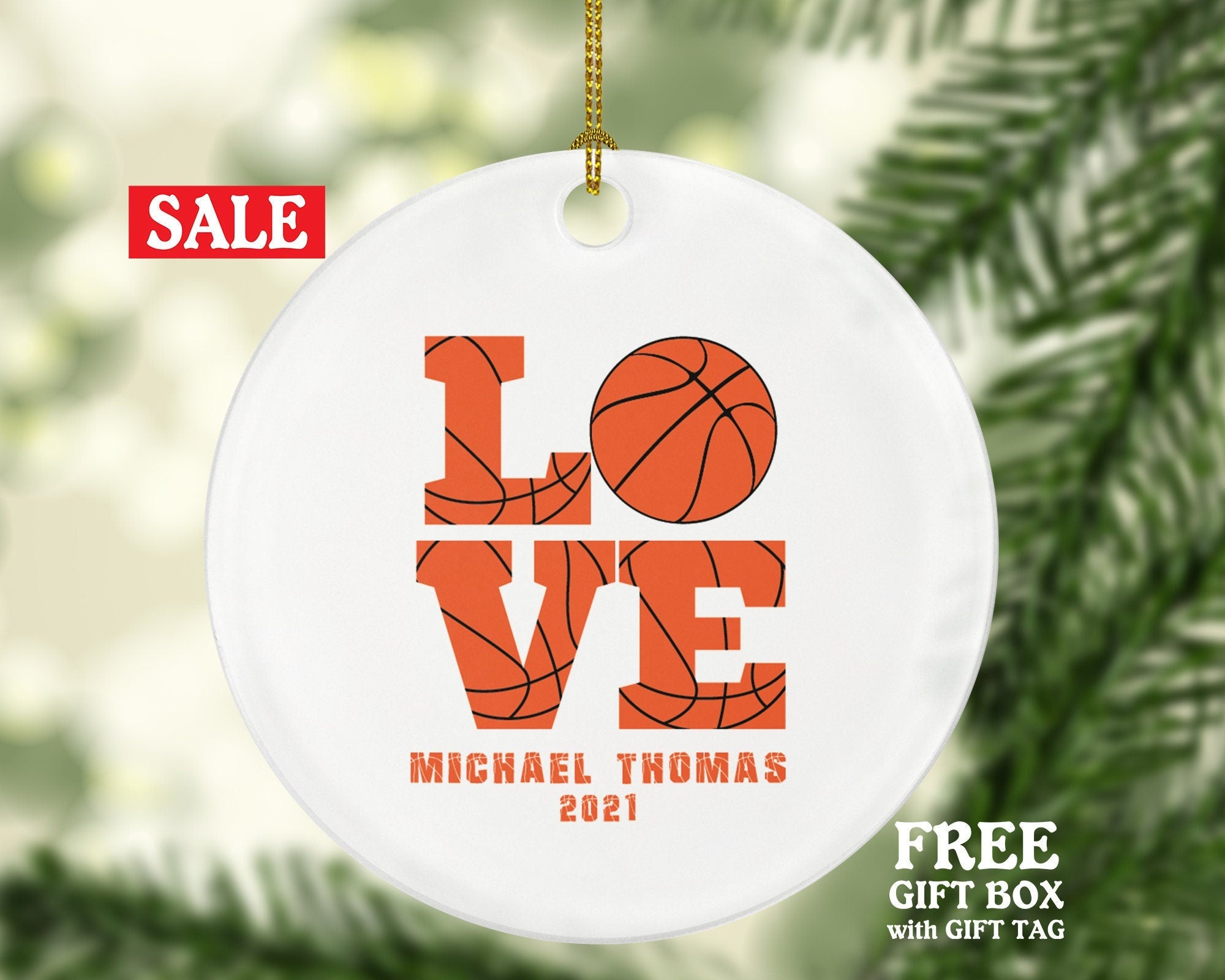 Personalized Basketball Christmas Ornament - Custom Gift for Basketball Team Player Gamer Sports Hobby Occupation Decorations