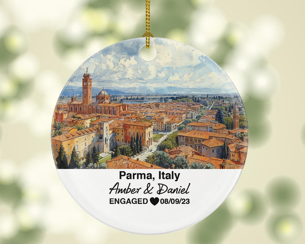 Custom Parma Italy Ornament, Parmigiano Cheese, Parma Ham, Personalized Couple Gift, Celebrate Wedding, Engagement, Honeymoon