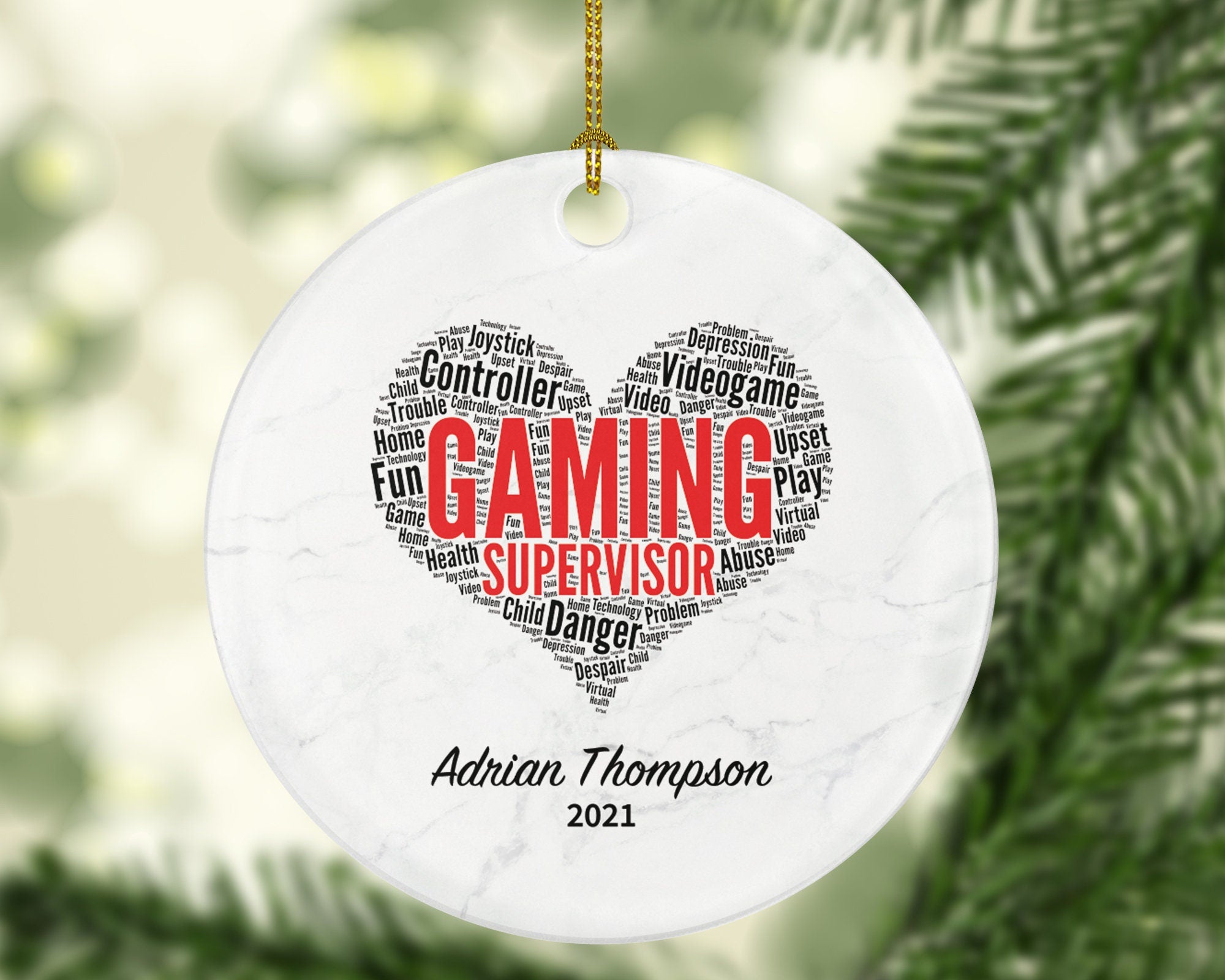 Gaming Supervisor Christmas Ornament Personalized - Custom Name Year