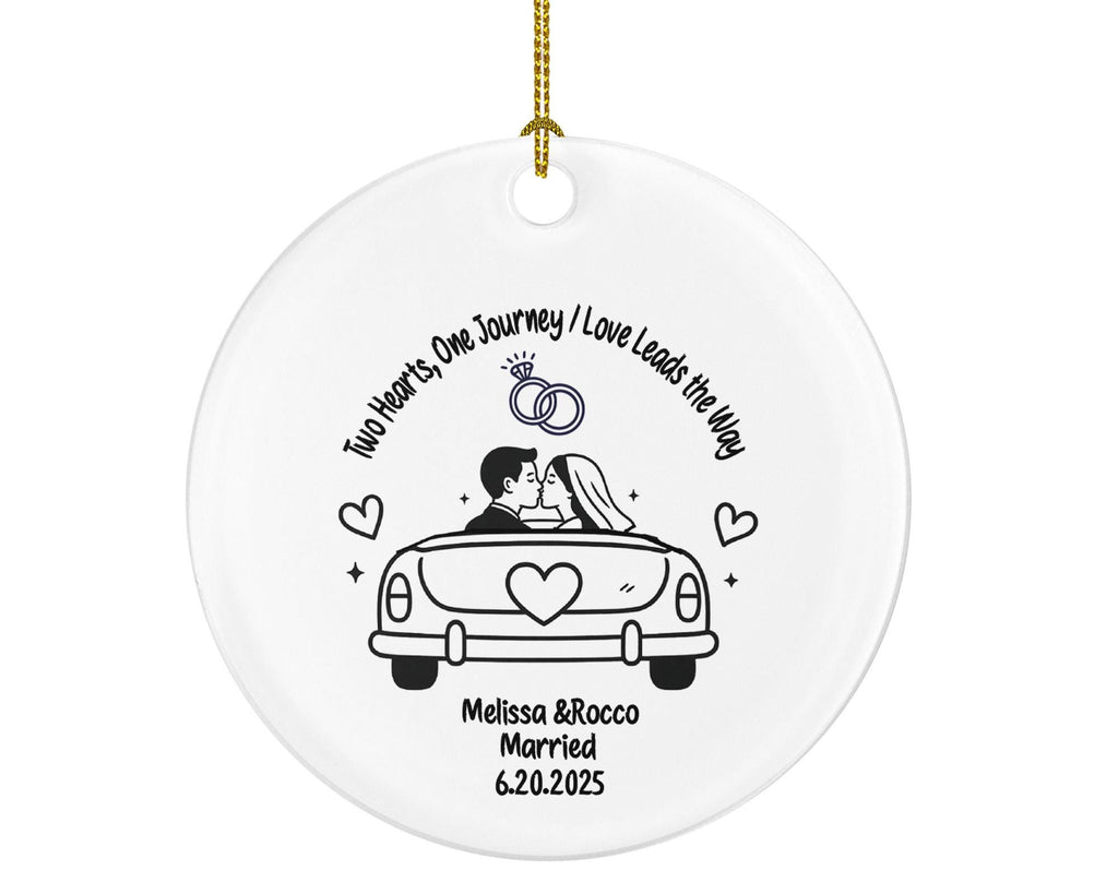 Minimalist Just Married Car Ornament – Personalized Wedding Couple Kissing Ceramic Keepsake – Bride Groom Kissing Line Art Gift 2025