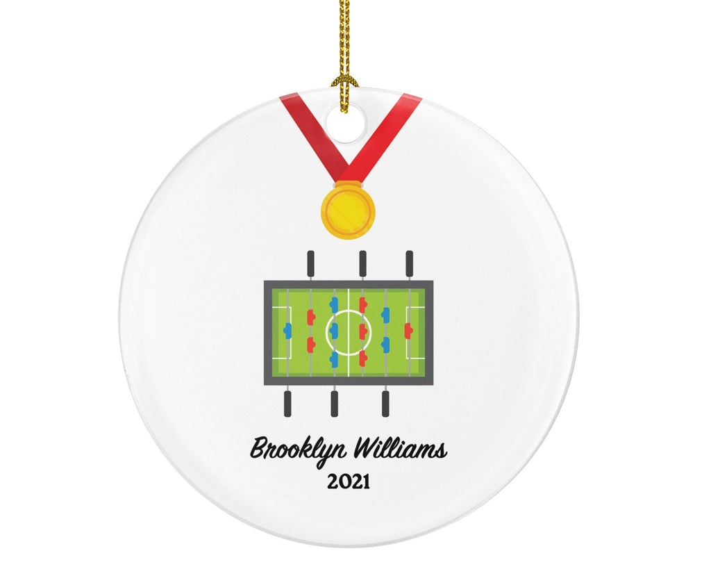 Table Soccer Christmas Ornament Personalized - Playing Soccer Goal Keeper Saver Coach Team Player Gift Gamer Sports Match Custom Ball Kick