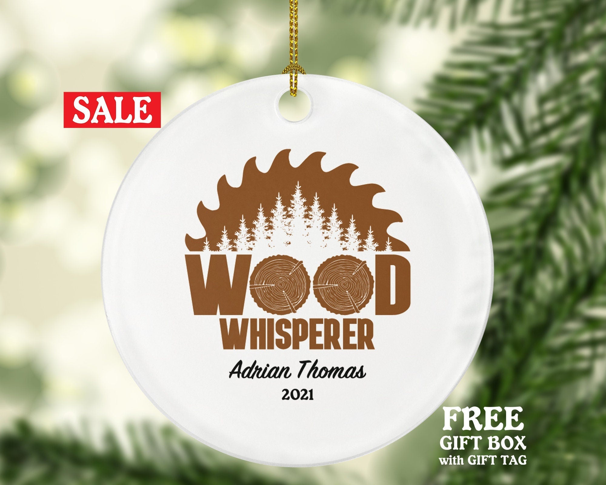 Carpenter Personalized Christmas Ornament, Wood Whisperer Custom Ornament, Builder Carpenter Gift, Construction Worker
