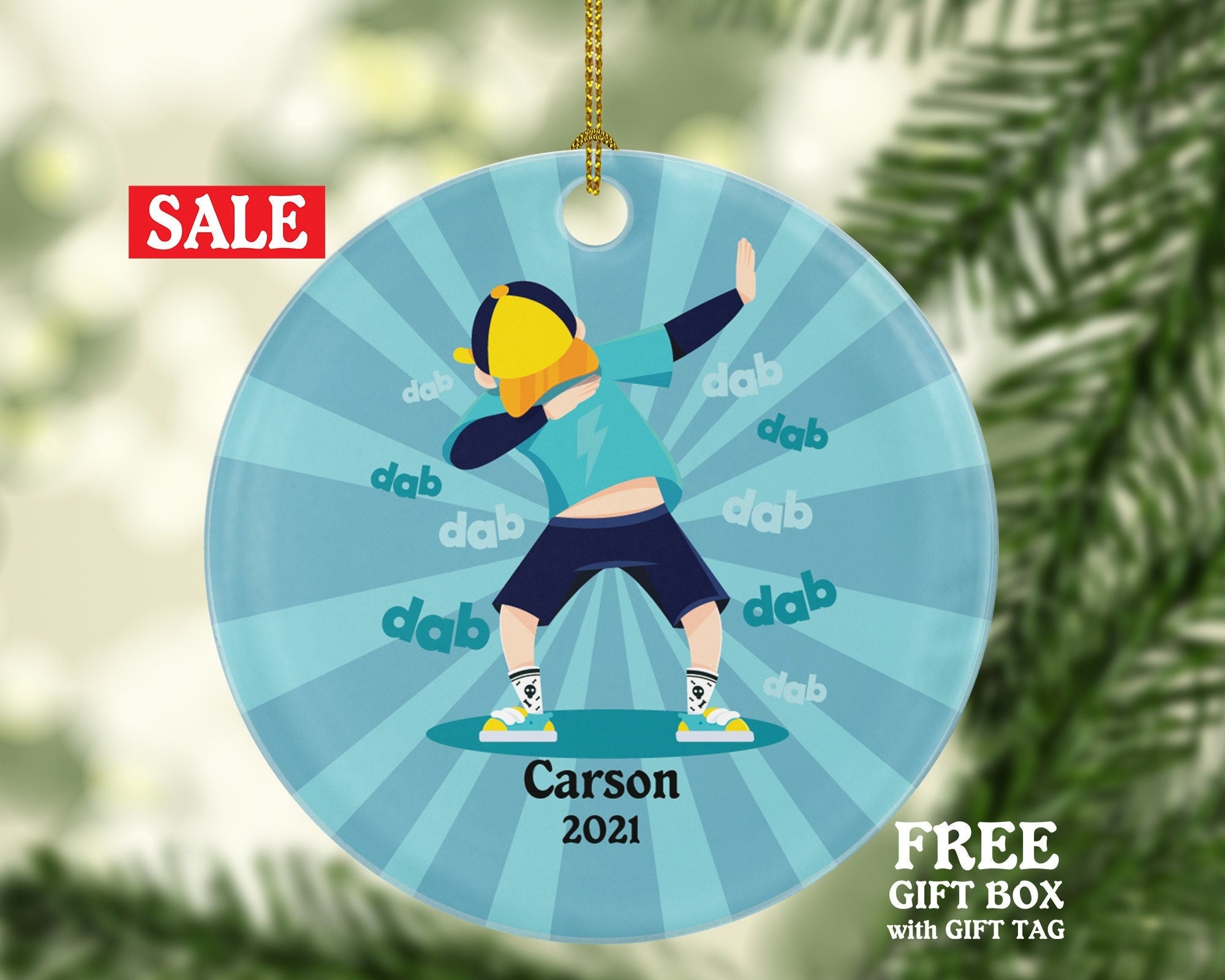 Dabbing Boy Personalized Christmas Ornament / Dabbing Boy Personalized Christmas Ornament / Dance Boy / Dabbing Ornament / Dab Ornament