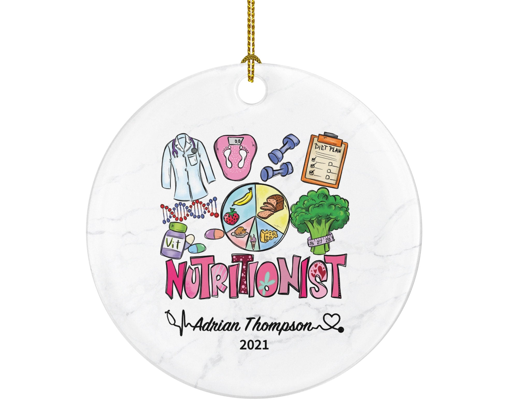Nutritionist Christmas Ornament Personalized Gift -  Custom Name Year