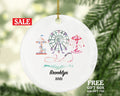 Amusement Park Christmas Ornament - Personalized Theme Park Worker Gift - Carousel Roller Coaster Ferris Wheel Fairgrounds Vacation Travel