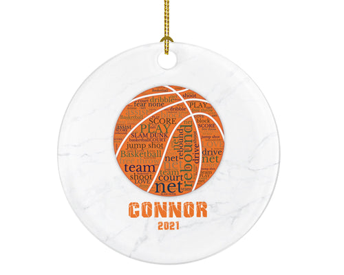 Basketball Christmas Ornament Personalized - Custom Gift for Basketball Team Player Gamer Sports Hobby Occupation Decorations