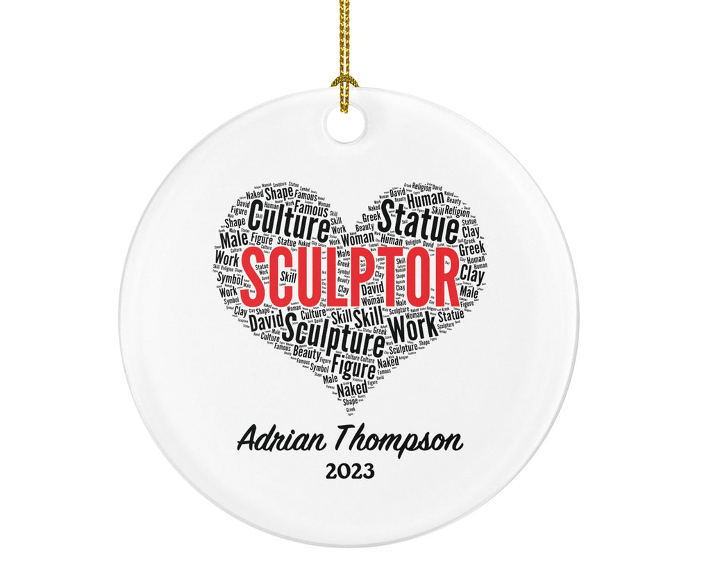 Sculptor Personalized Christmas Ornament, Sculpture Statue Figure Art Lover, Art Teacher, Xmas Artist Custom Gift
