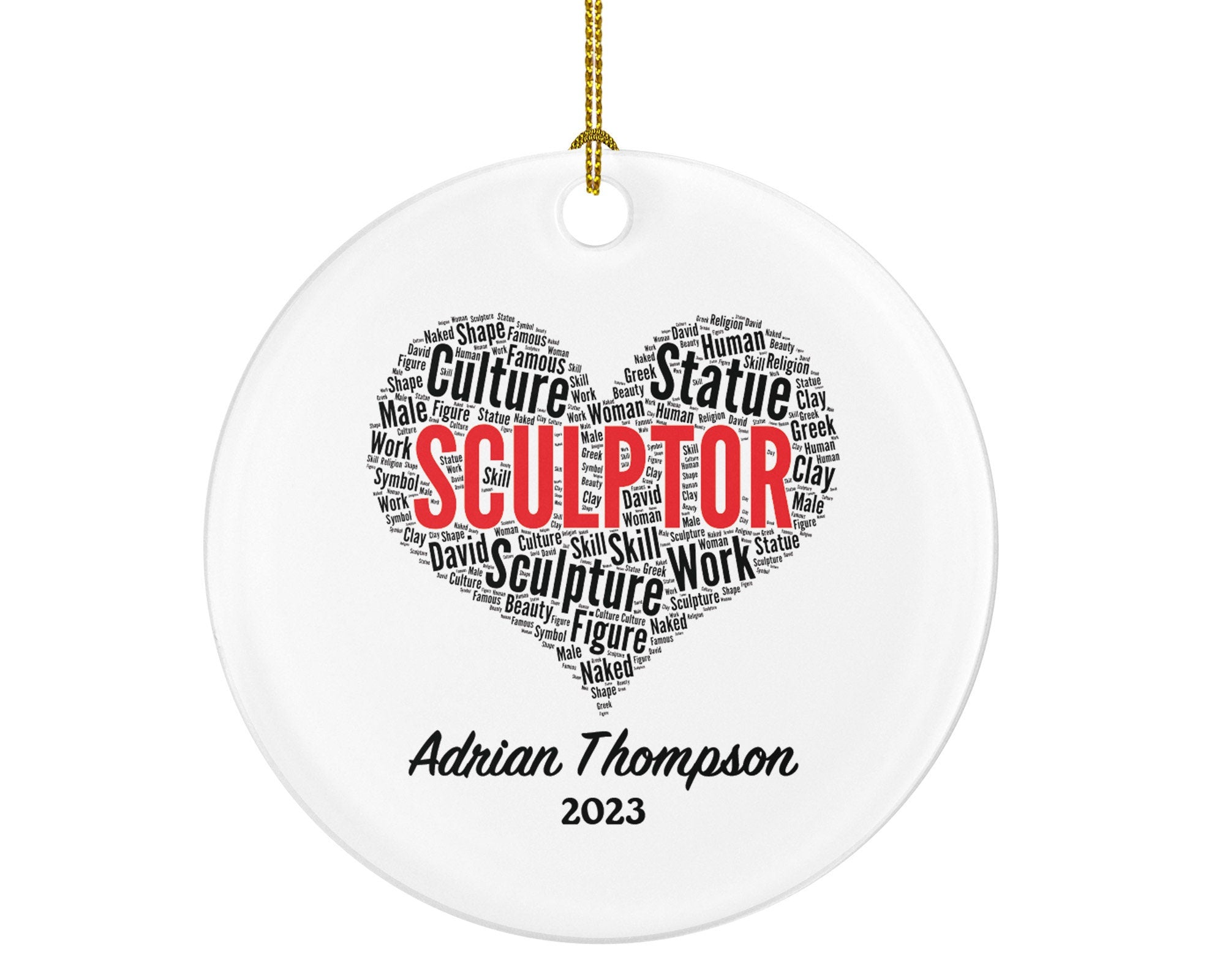 Sculptor Personalized Christmas Ornament, Sculpture Statue Figure Art Lover, Art Teacher, Xmas Artist Custom Gift