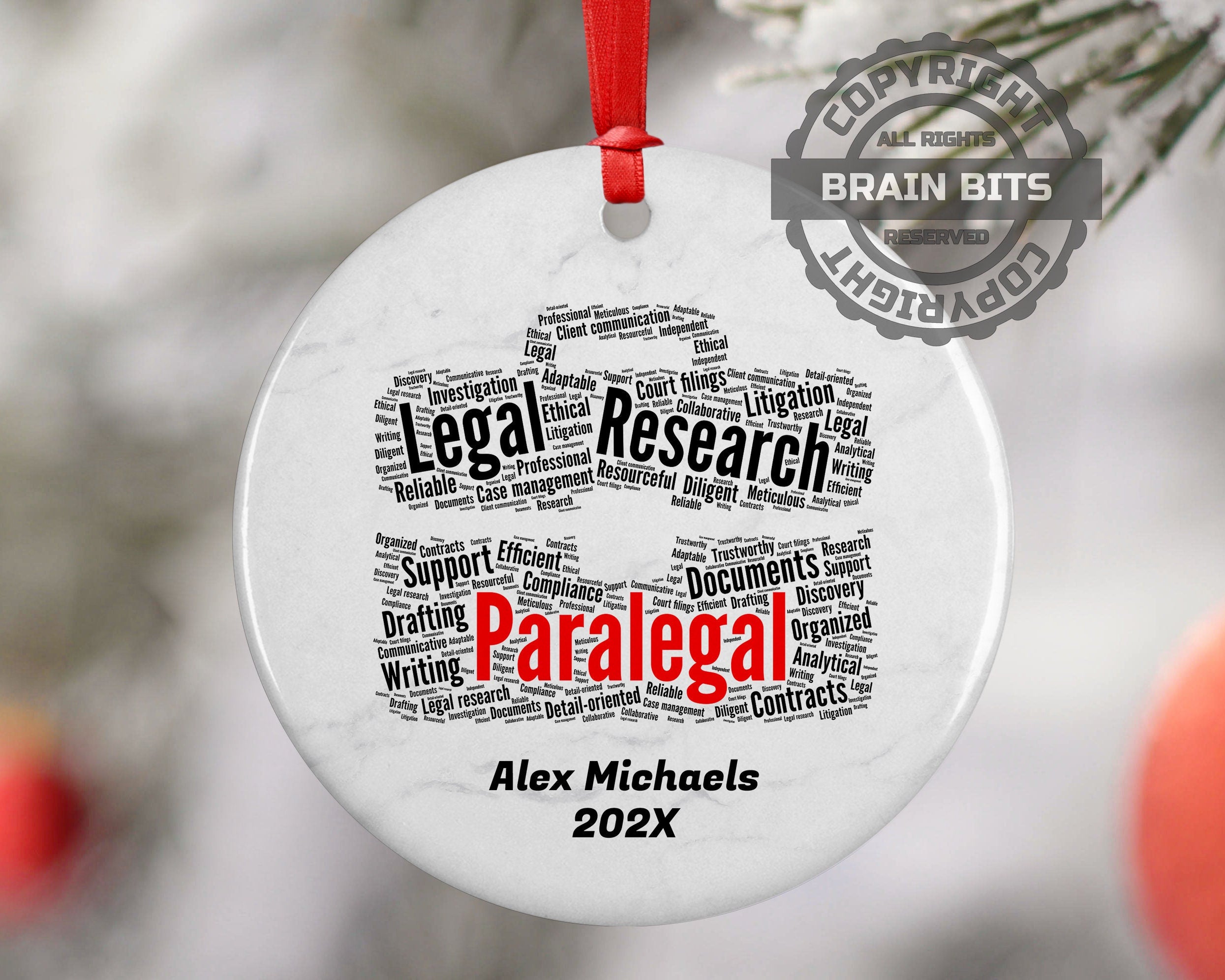 Paralegal Personalized Christmas Ornament