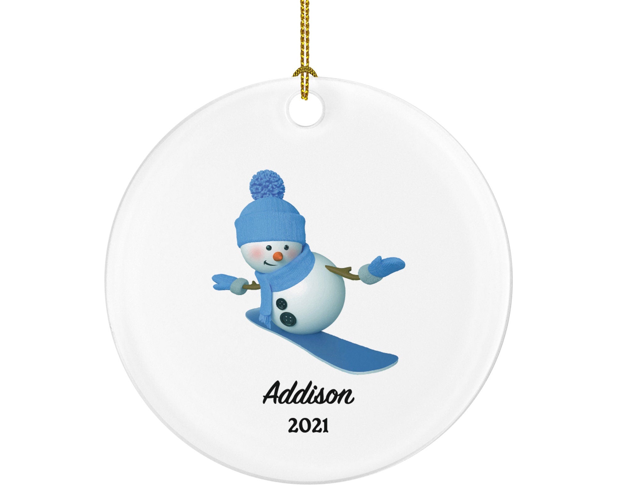 Snowboard Christmas Ornament Personalized, Snowboard Trip Vacation, Winter Sports Ornament
