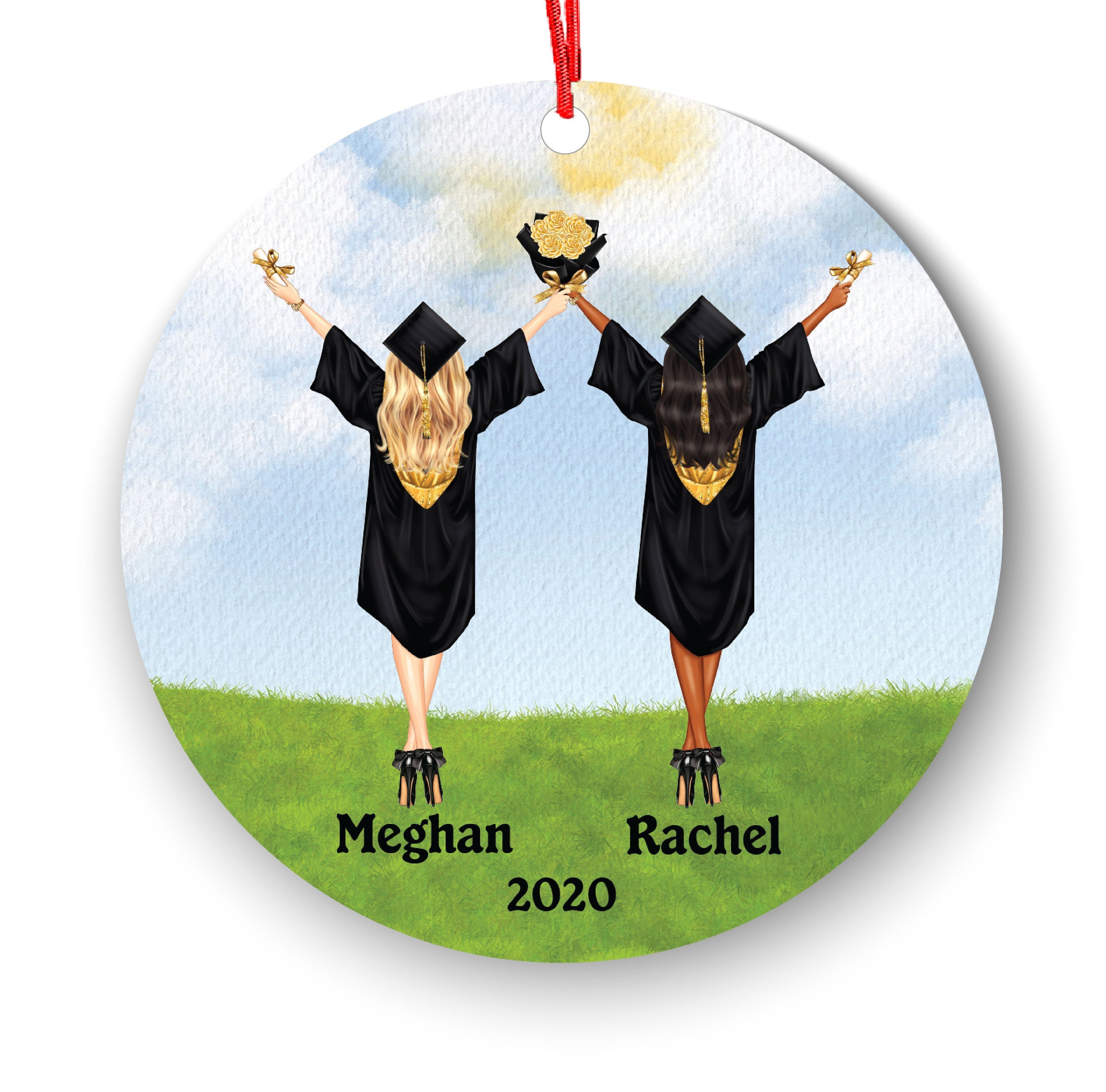Personalized Graduation Christmas Ornament Class of 2020 2021 for Graduate Female Bff Besties Masters Bachelor Doctorate College High School