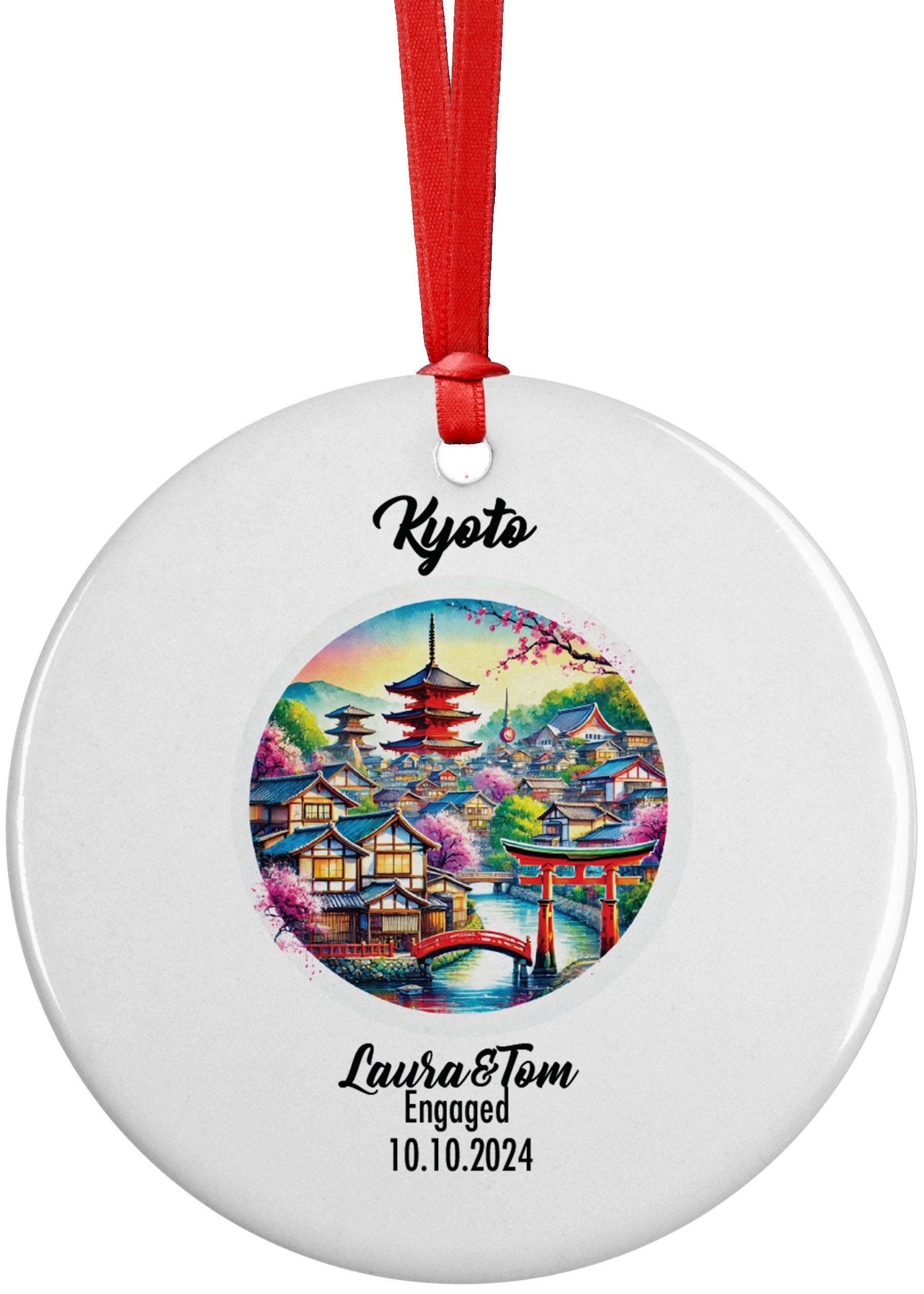 Kyoto, Japan, Ornament, Engagement, Married, Travel, Gift for Engaged Couple, Engagement Gift, Trip, Vacation Souvenir
