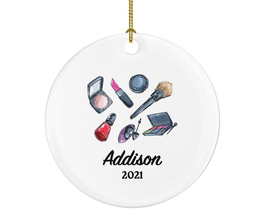 Beautician Makeup Artist Nail Polish Cosmetics Christmas Ornament Personalized - Make up Lover Beauty School hairdresser Salon Owner Stylist
