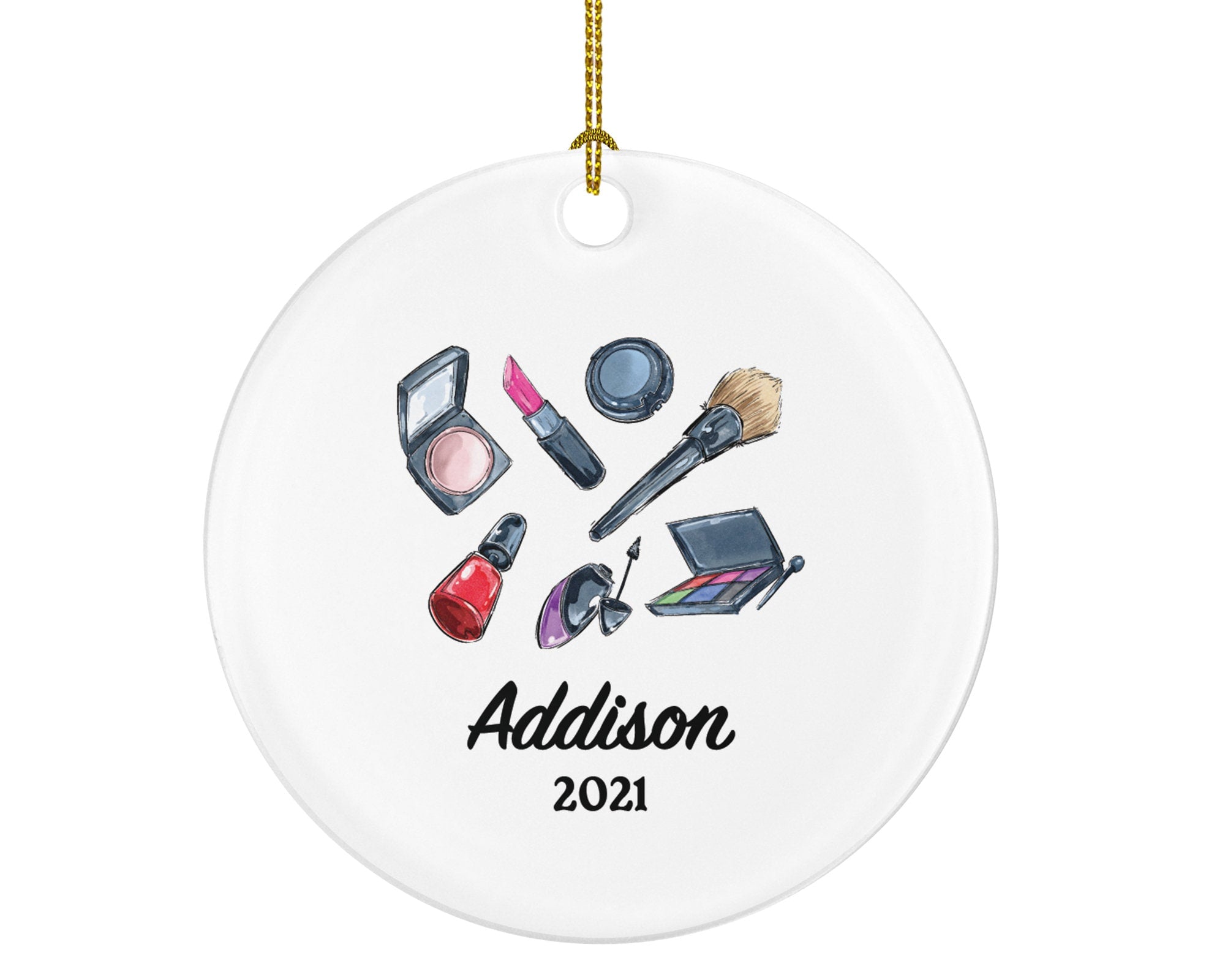 Beautician Makeup Artist Nail Polish Cosmetics Christmas Ornament Personalized - Make up Lover Beauty School hairdresser Salon Owner Stylist