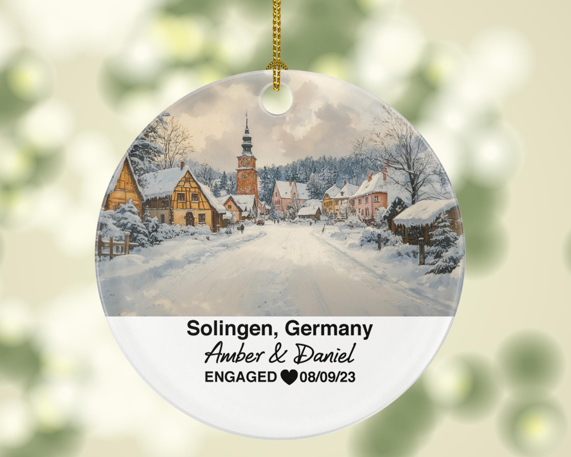 Custom Germany Solingen Ornament – Personalized Blade City, Castle Burg Keepsake, Couple Gift for Wedding or Honeymoon