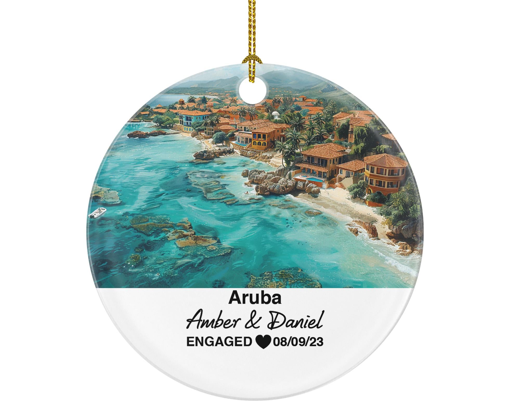Custom Aruba Christmas Ornament, Divi-Divi Trees, Arikok National Park, Personalized Couple Gift, Celebrate Wedding, Engagement, Honeymoon