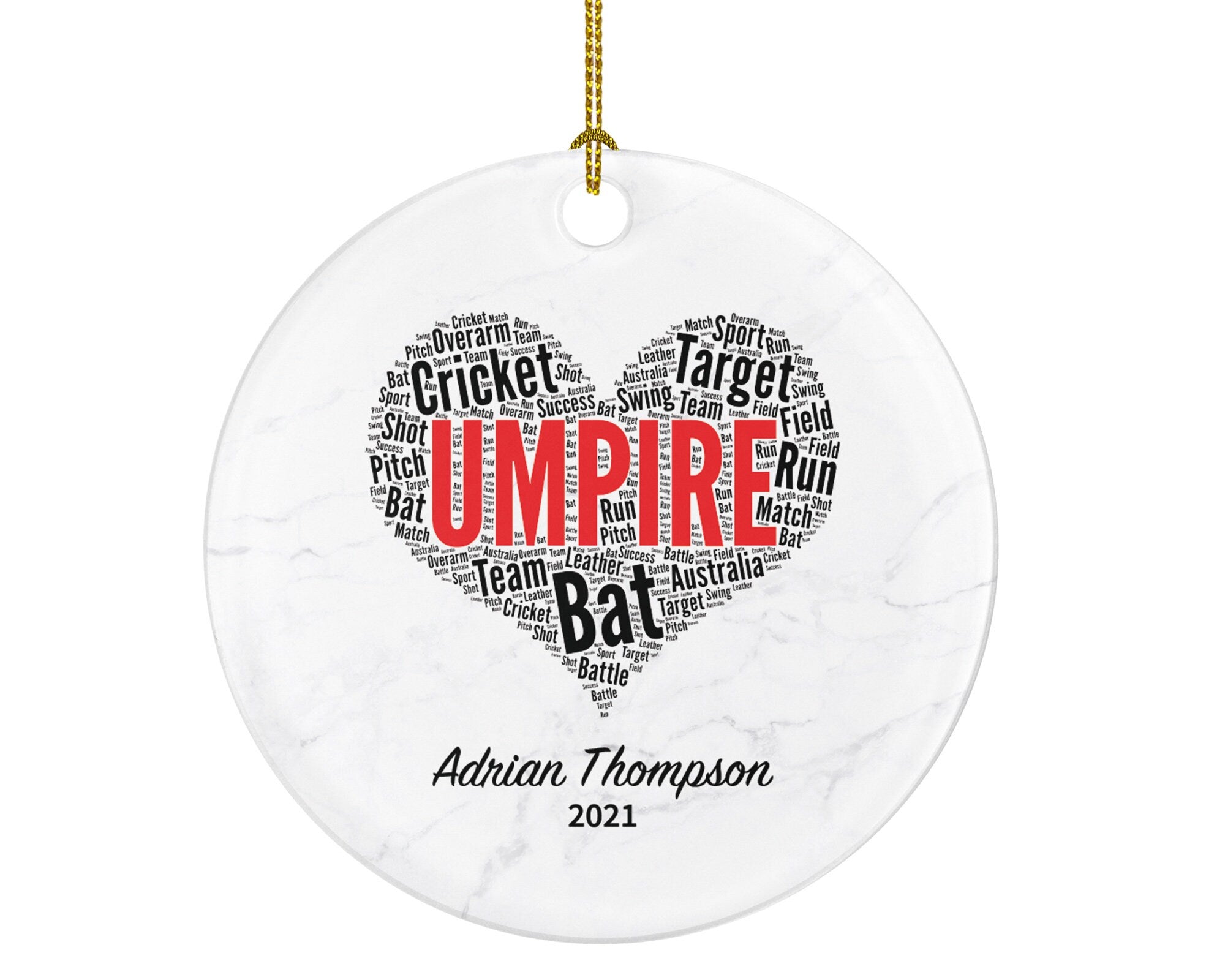 Umpire Christmas Ornament Personalized -  Best Umpire Ever Basketball Baseball Football Rugby Soccer Any Sports Team Umpire Match Gift