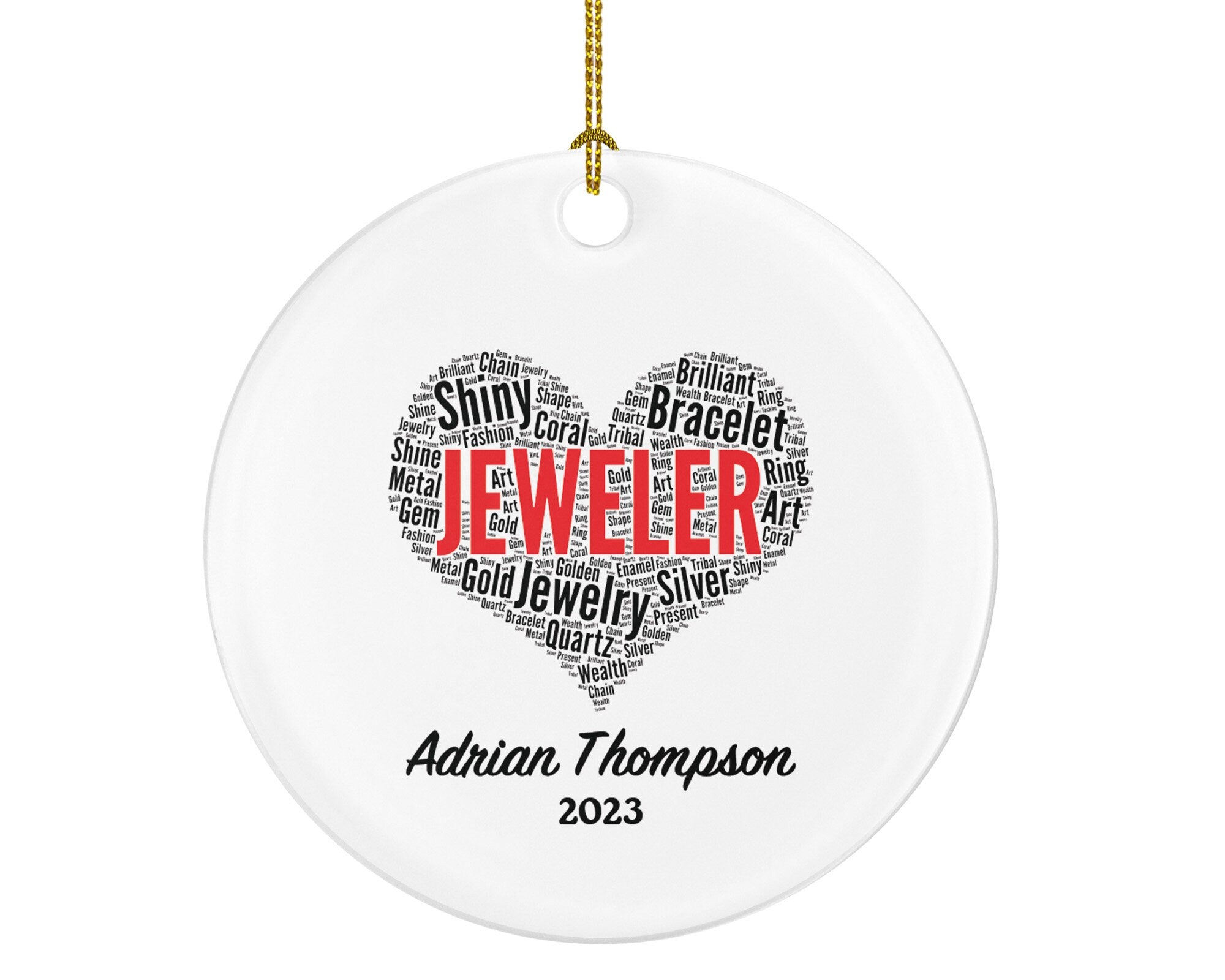 Jeweler Christmas Ornament Personalized - Custom Jewelry Bracelet Gold Silver Metal Shine