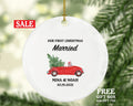First Christmas Married Christmas Ornament - Personalized As Mr & Mrs Newlywed Wedding First Gift for Wedding Convertible Red Car Ornament