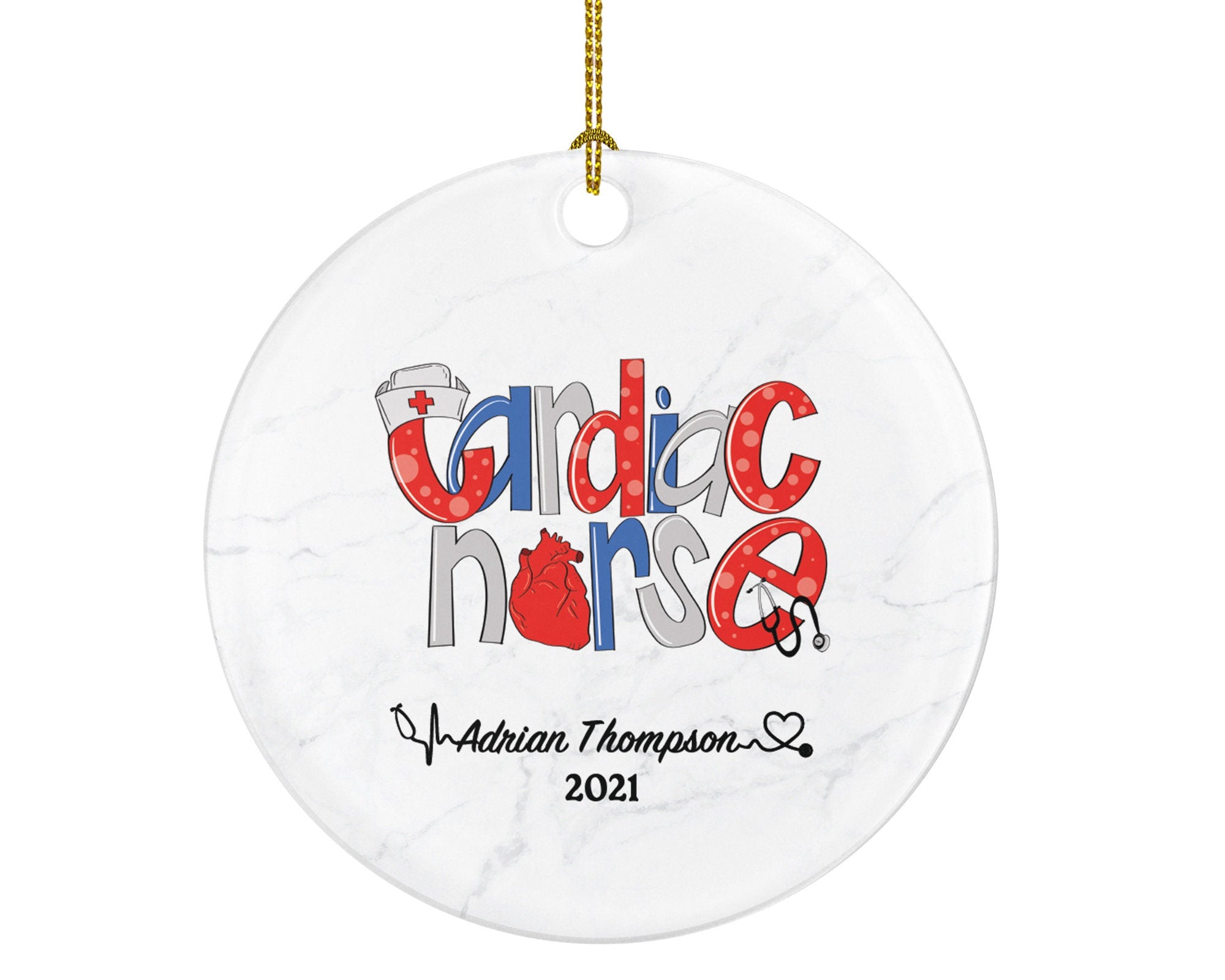 Cardiac Nurse CN Christmas Ornament Personalized - Nurse Registered Health Worker Gift from Patient for Nurse Custom Medical