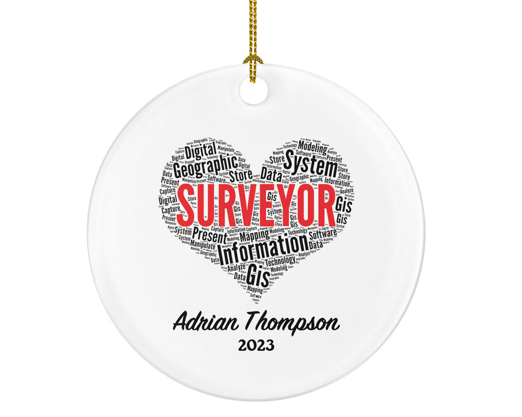 Surveyor Christmas Ornament Personalized