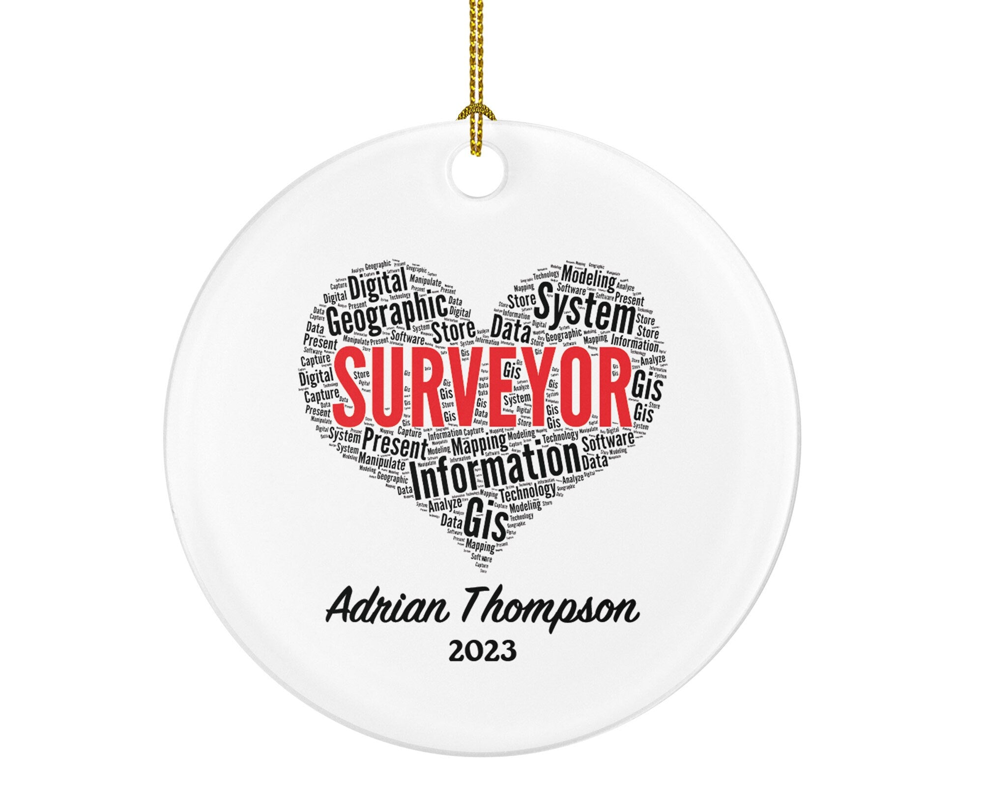Surveyor Christmas Ornament Personalized