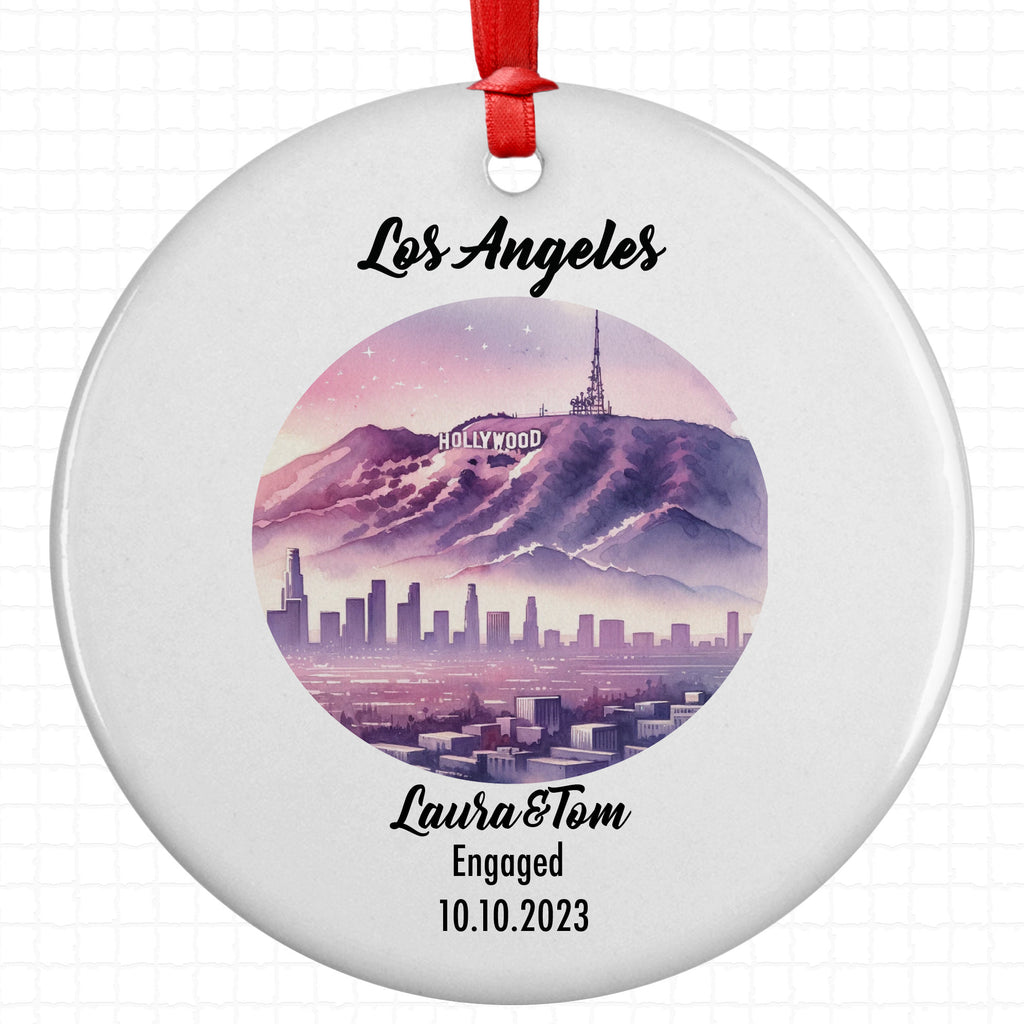 Los Angeles Ornament, Engagement, Married, Travel, Gift for Engaged Couple, Engagement Gift, Trip, Vacation Souvenir