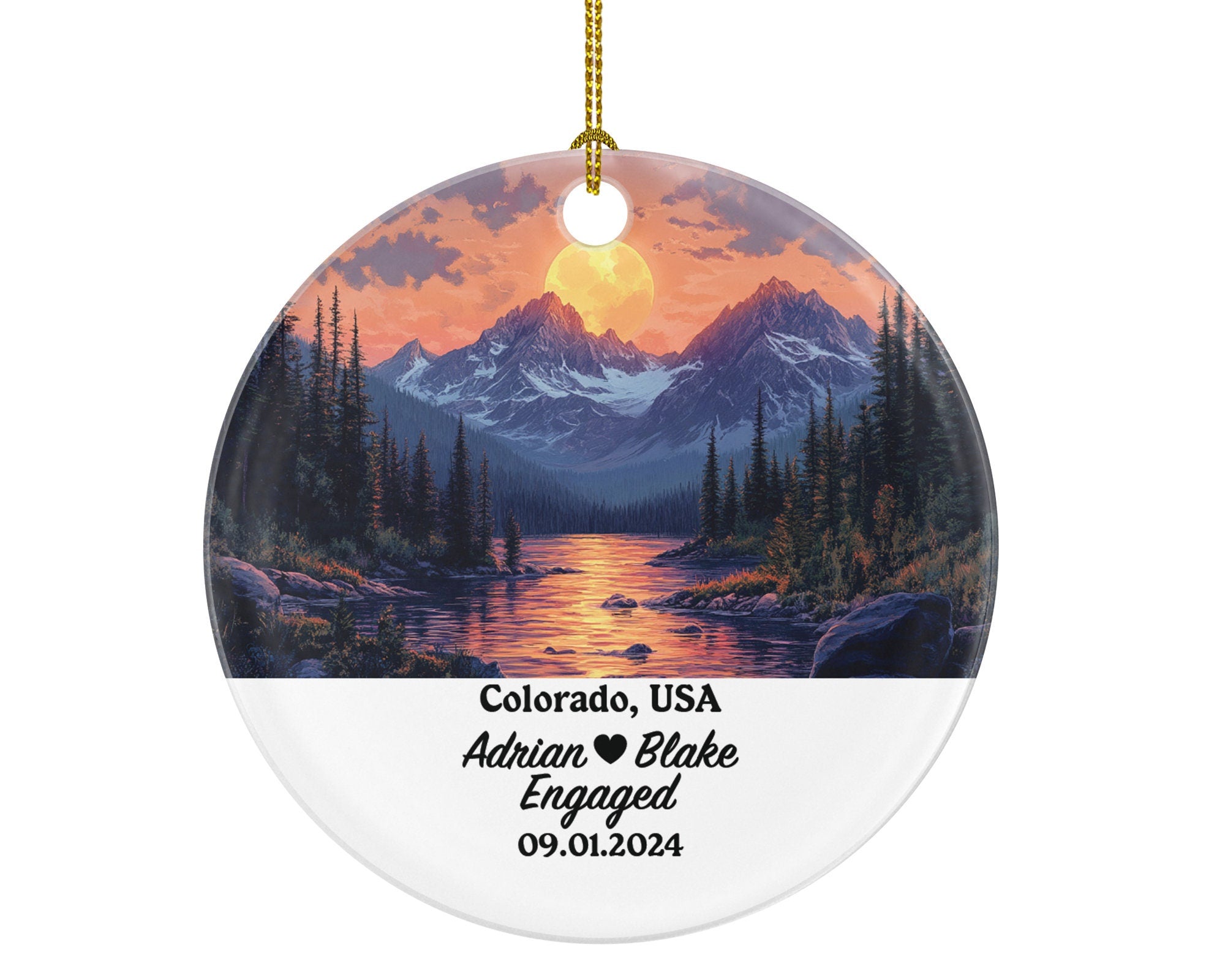 Colorado Christmas Ornament Personalized - CO Engaged Married Family Together Couple Travel Honeymoon Engagement Marriage