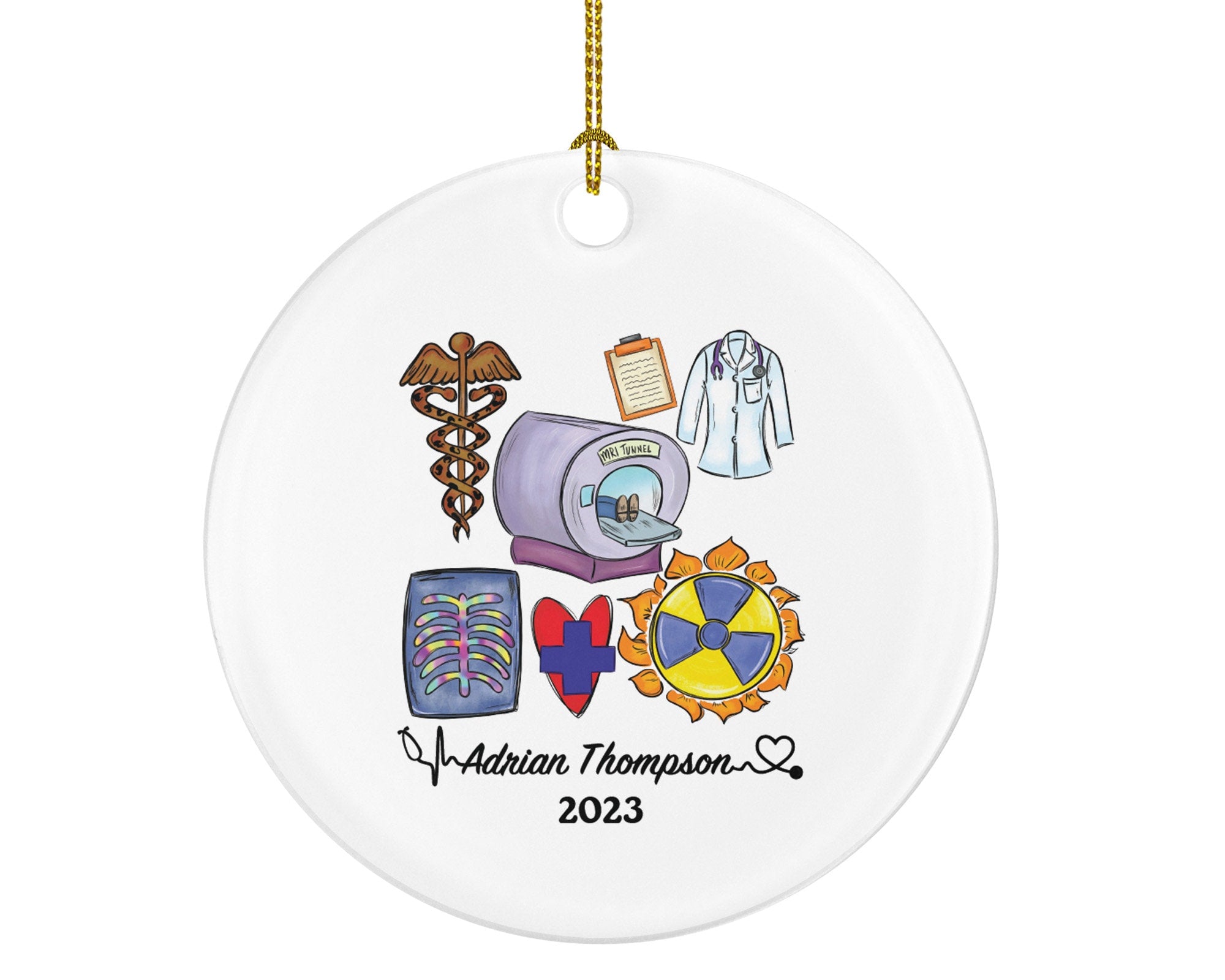 MRI Tech Christmas Ornament Personalized - Magnetic Resonance Imaging Scanner MRI Technologists Radiologic Scan Health Worker Gift