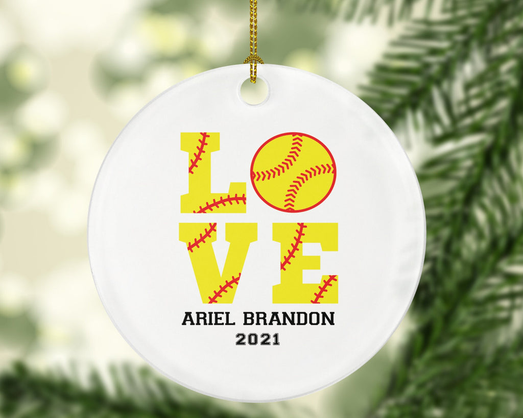 Tennis Love with Ball Gamer Christmas Ornament Personalized - Tennis Player Sports Custom Name Gift Coach Team Hobby Fan Gift