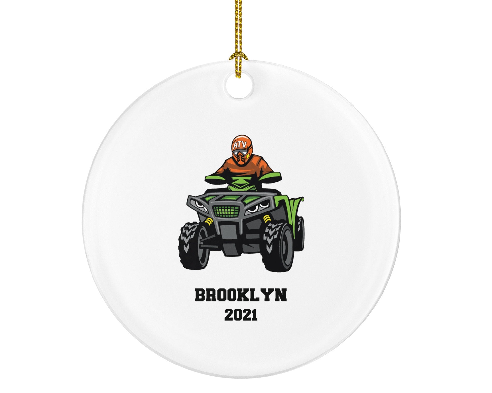 ATV Four Wheeler Christmas Ornament Personalized, Quad Bike Rider, 4 Wheeler UTV Gift