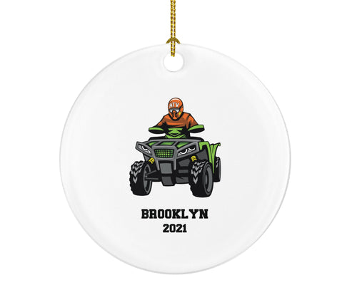 ATV Four Wheeler Christmas Ornament Personalized, Quad Bike Rider, 4 Wheeler UTV Gift