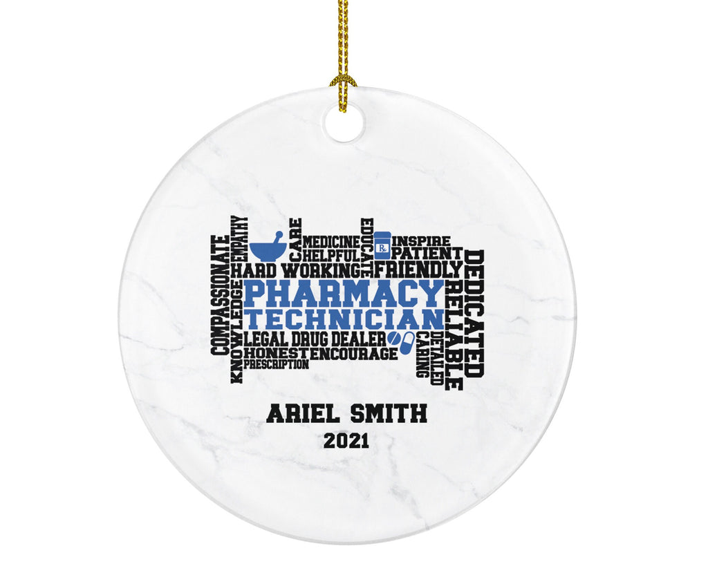 Pharmacy Technician Tech Christmas Ornament Personalized Pharmacist Pharmacy Tech Gift
