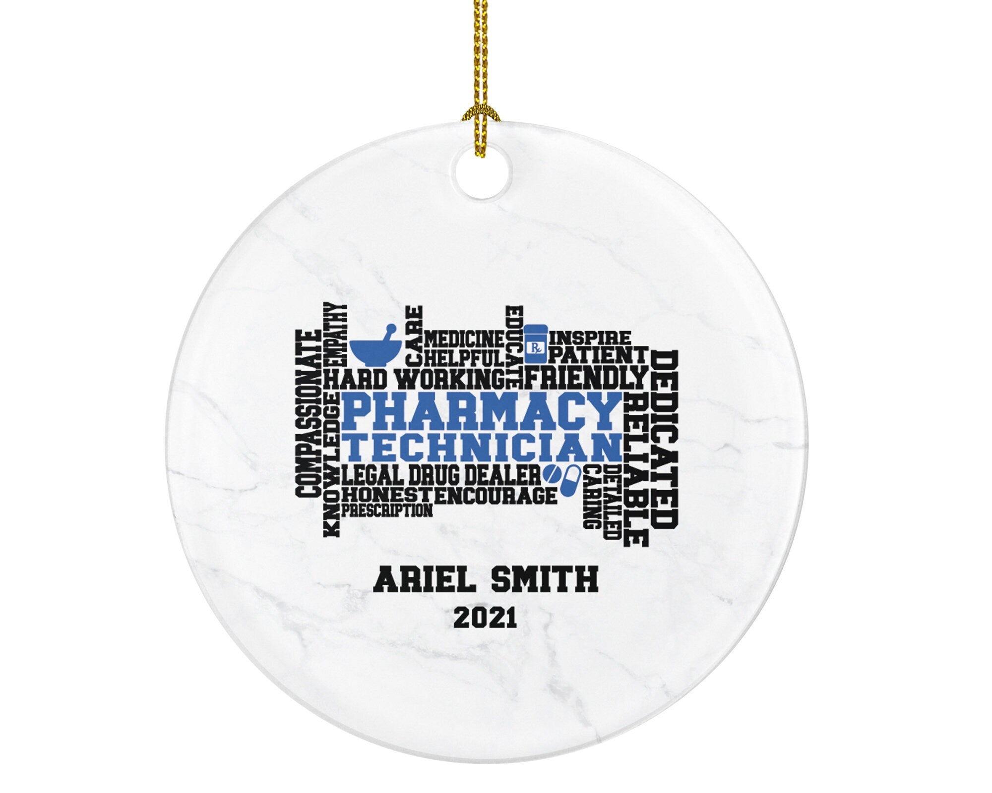 Pharmacy Technician Tech Christmas Ornament Personalized Pharmacist Pharmacy Tech Gift