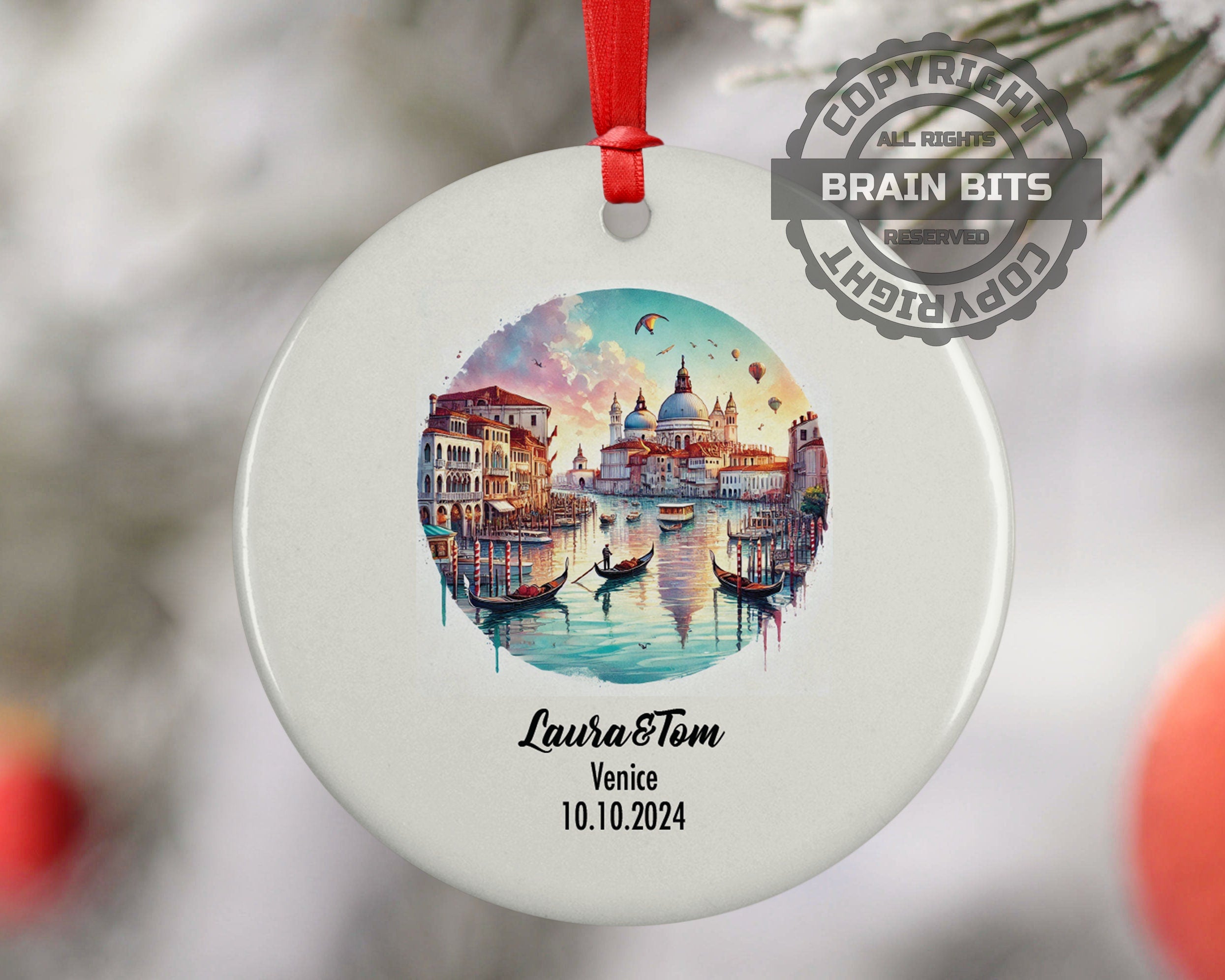 Venice, Italy, Ornament, Engagement, Married, Travel, Gift for Engaged Couple, Engagement Gift, Trip, Vacation Souvenir
