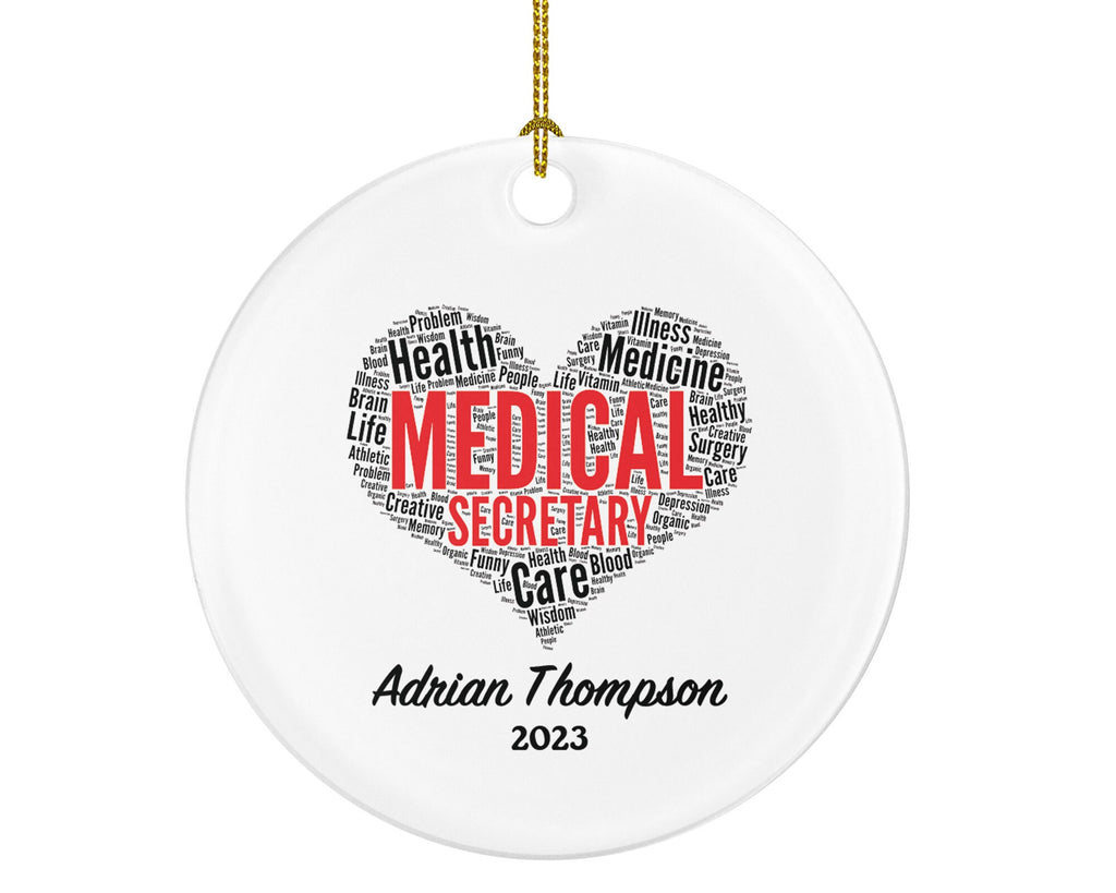 Medical Secretary Christmas Ornament Personalized - Custom Health Secretary Gift - custom Name Year