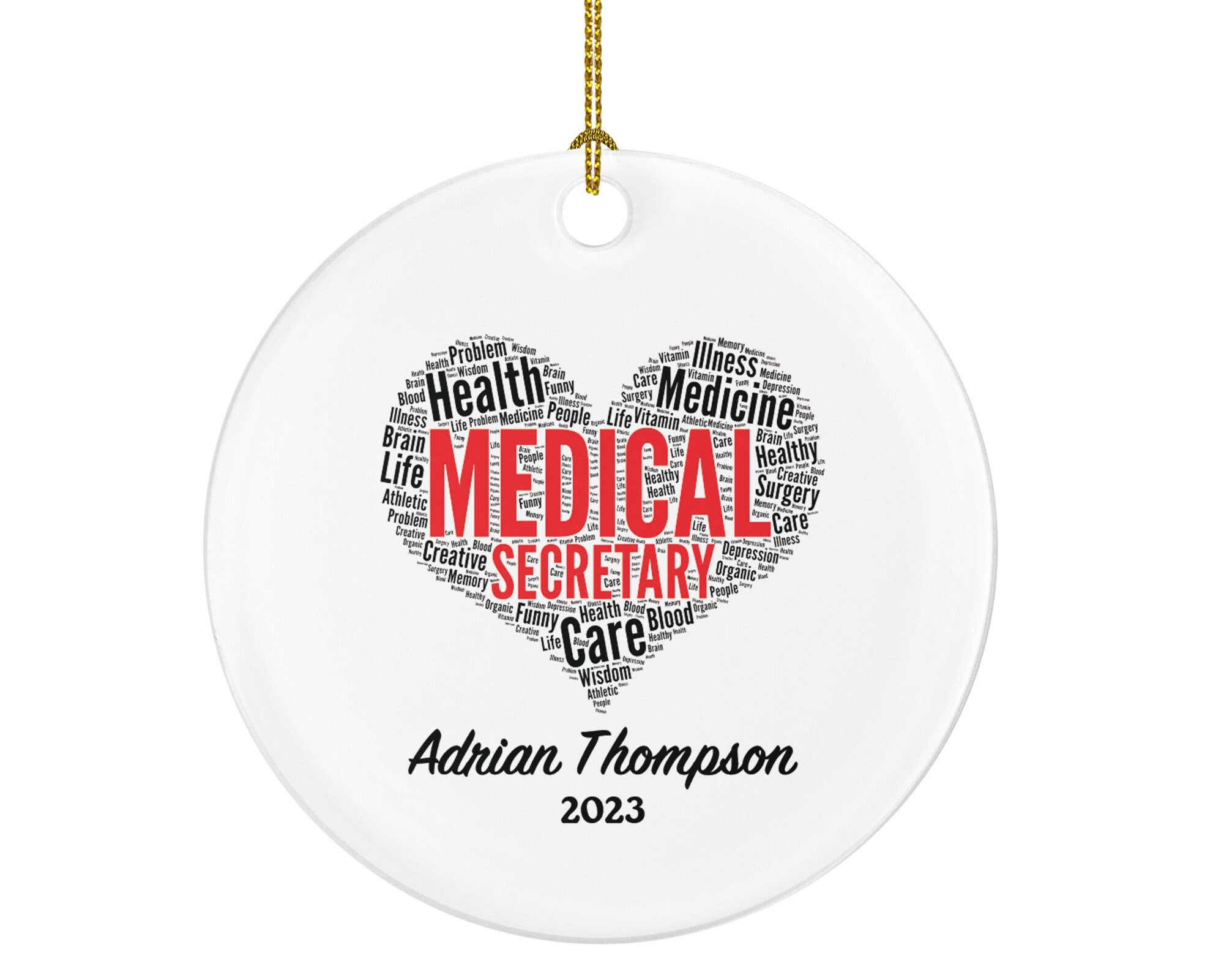 Medical Secretary Christmas Ornament Personalized - Custom Health Secretary Gift - custom Name Year