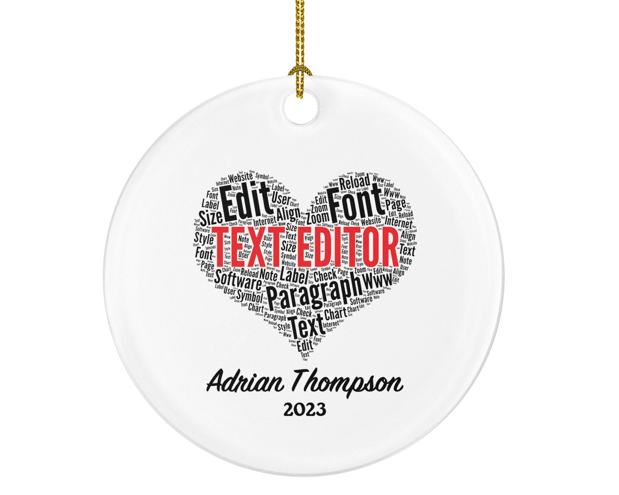 Text Editor Christmas Ornament Personalized - Paragraph Writer Text Custom Name Gift