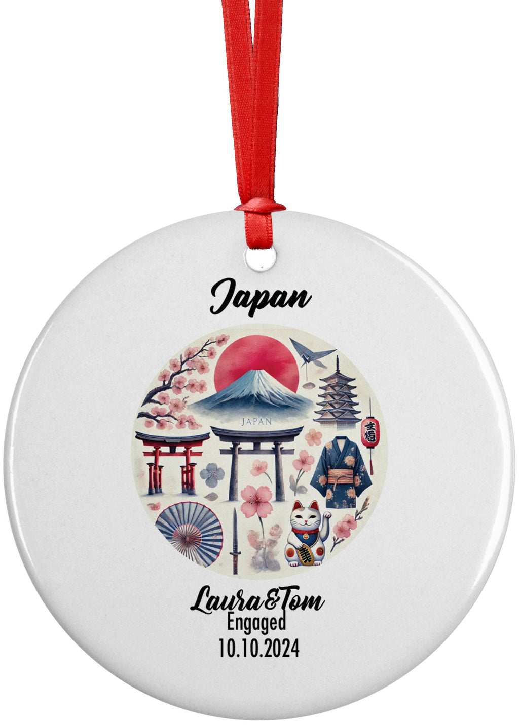 Japan Ornament, Engagement, Married, Travel, Gift for Engaged Couple, Engagement Gift, Trip, Vacation Souvenir