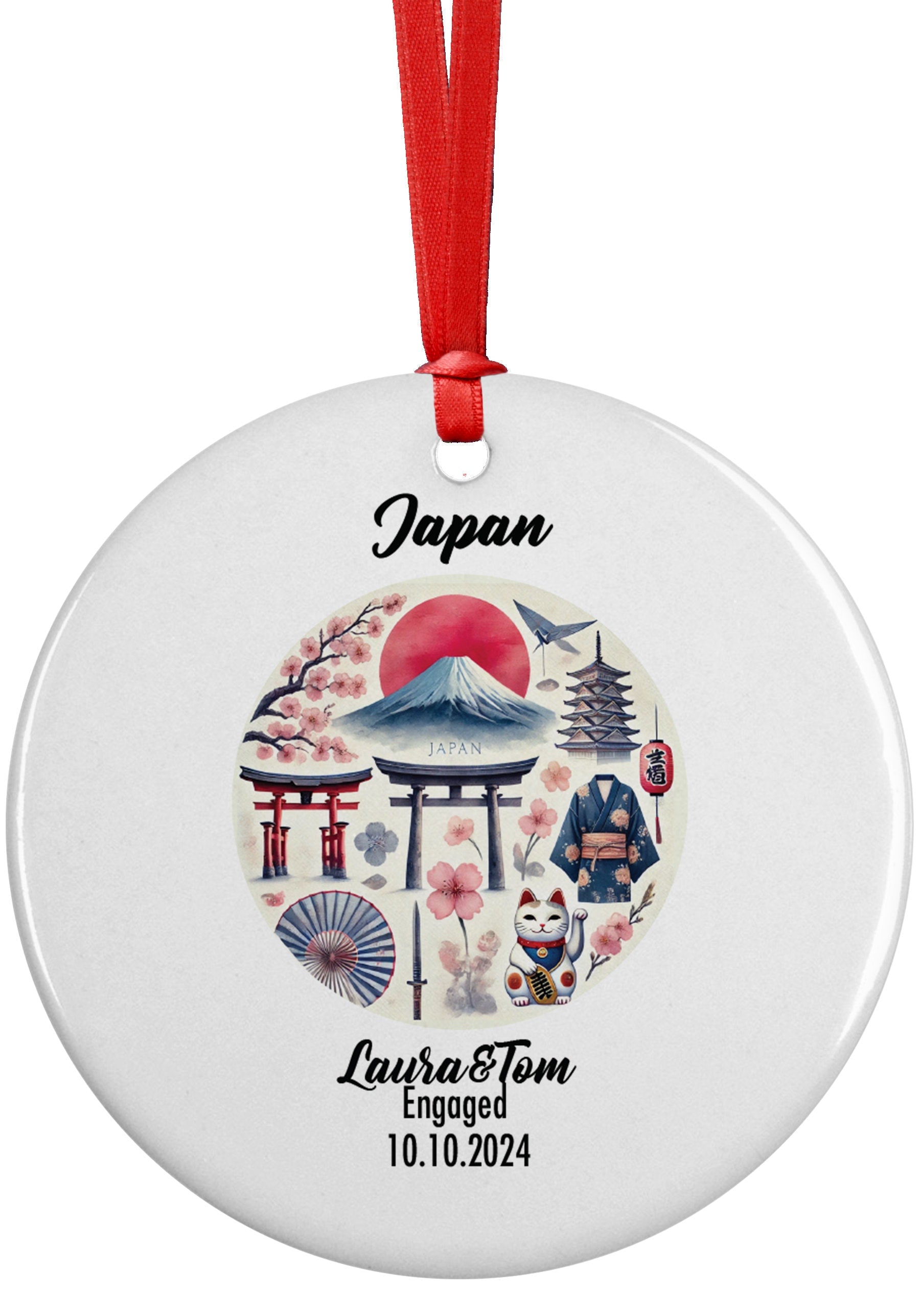 Japan Ornament, Engagement, Married, Travel, Gift for Engaged Couple, Engagement Gift, Trip, Vacation Souvenir