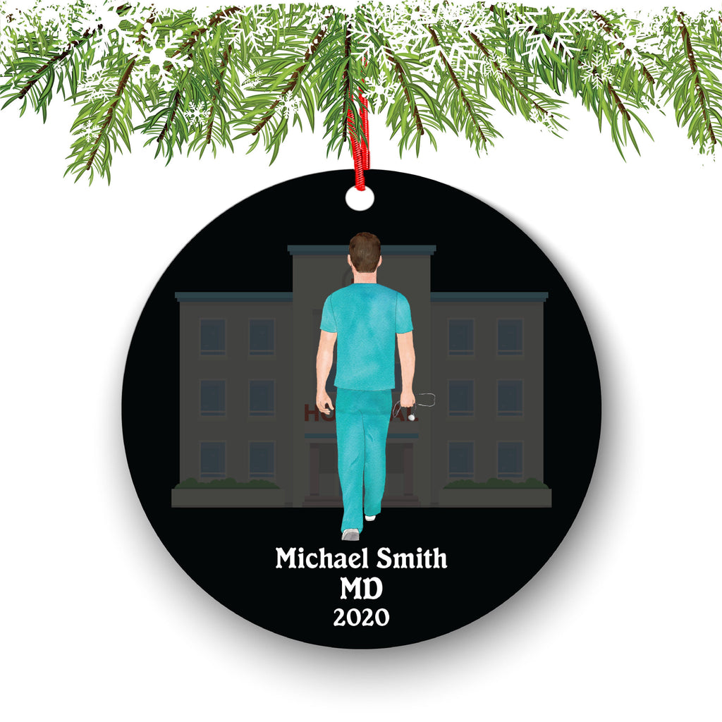 Personalized Nurse Medical Doctor Scrub Christmas Ornament Therapist Physician Orthopedist Pandemic Quarantine Covid Coronavirus MD Custom
