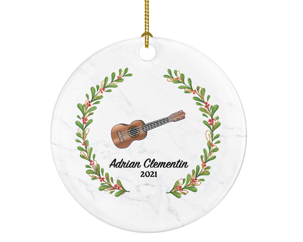 Guitar Christmas Ornament Personalized - Musical Instrument Guitarist Playing Guitar Gift for Guitarist - Custom Name Year