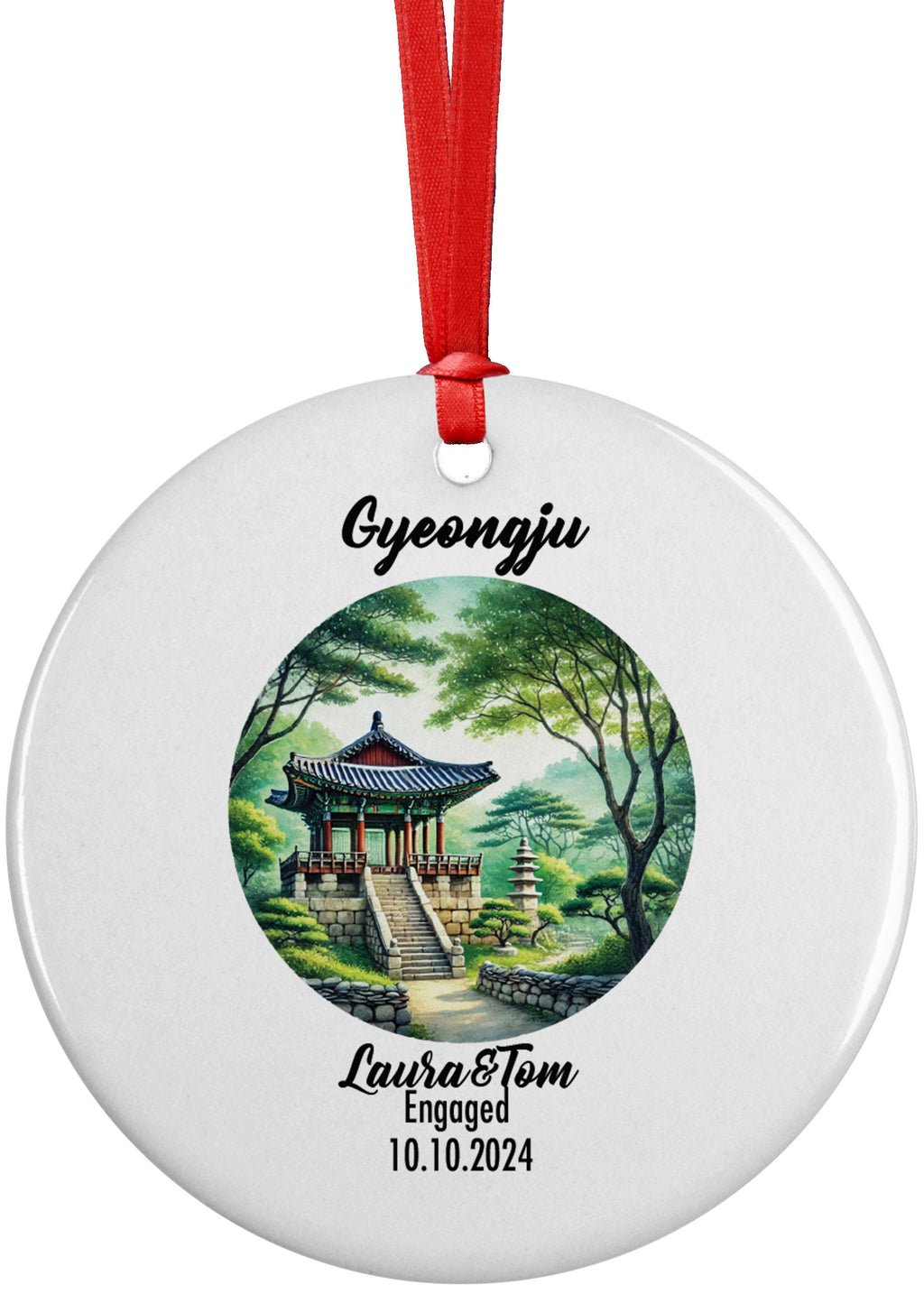 Gyeongju, South Korea, Ornament, Engagement, Married, Travel, Gift for Engaged Couple, Engagement Gift, Trip, Vacation Souvenir